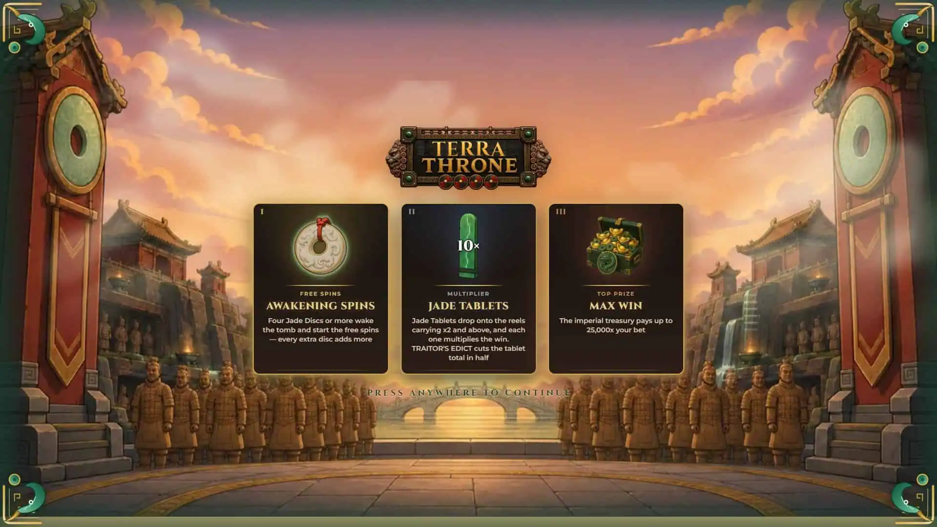 Terra Throne slot intro screen