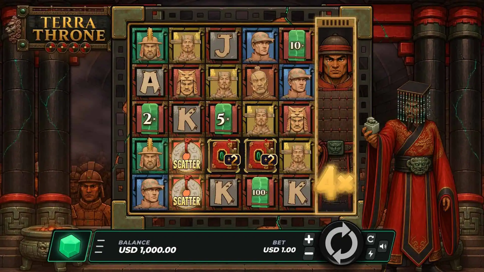 Terra Throne slot gameplay reels