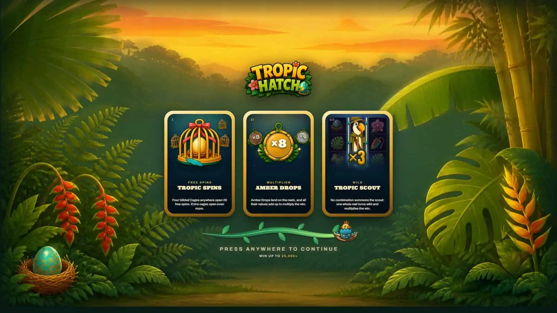 Tropic Hatch slot intro screen
