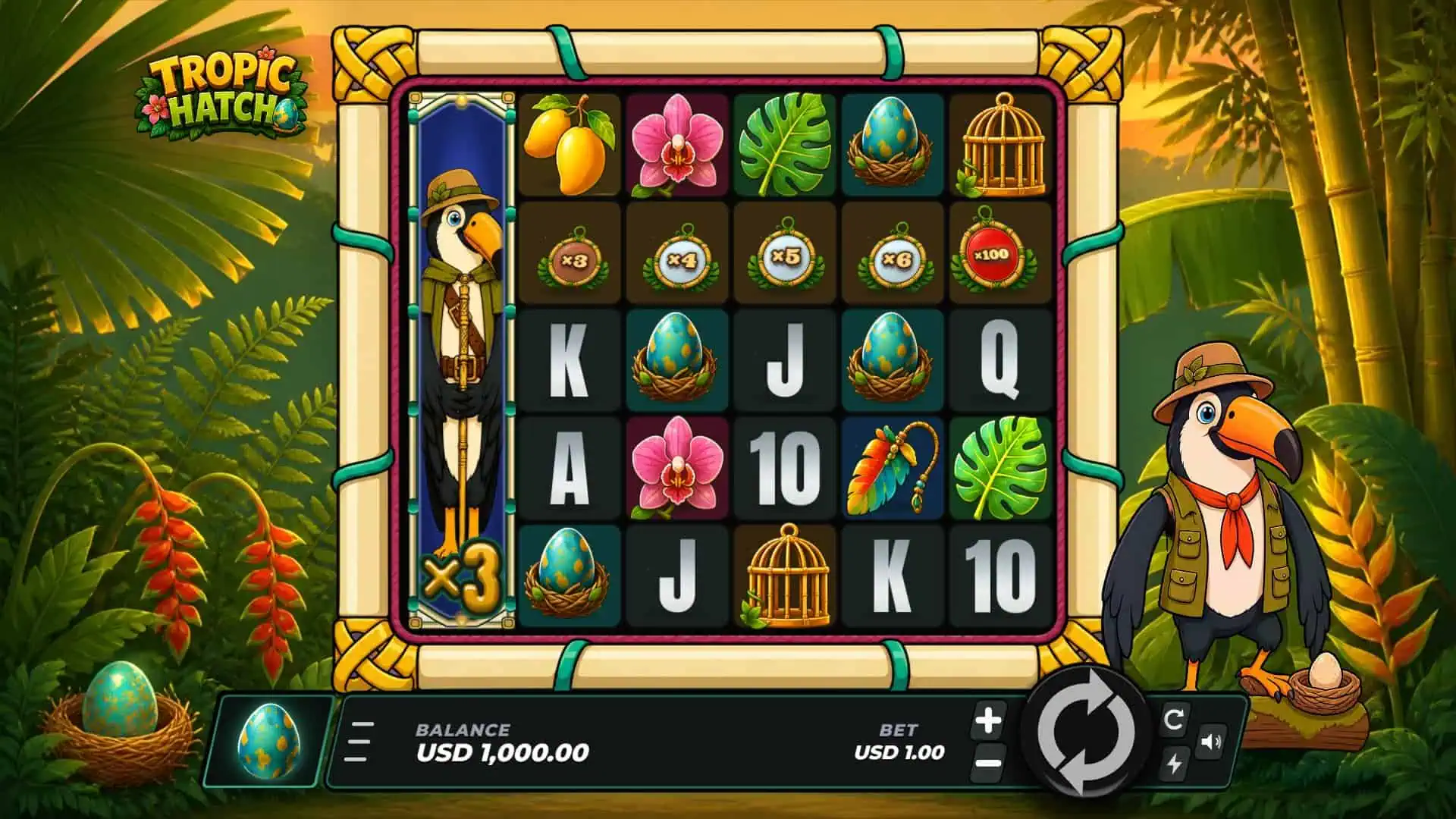 Tropic Hatch slot gameplay reels