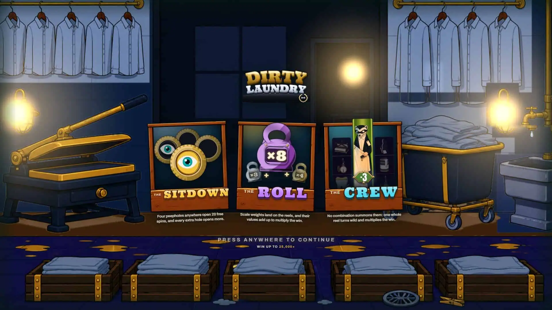 Dirty Laundry slot intro screen