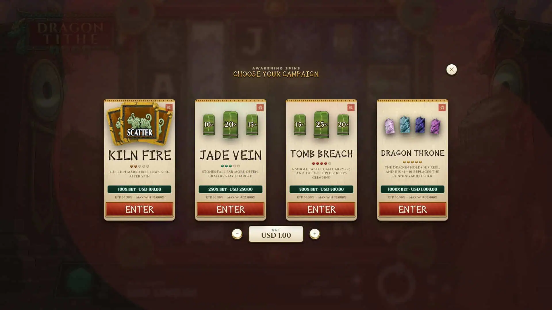 Dragon Tithe bonus buy menu