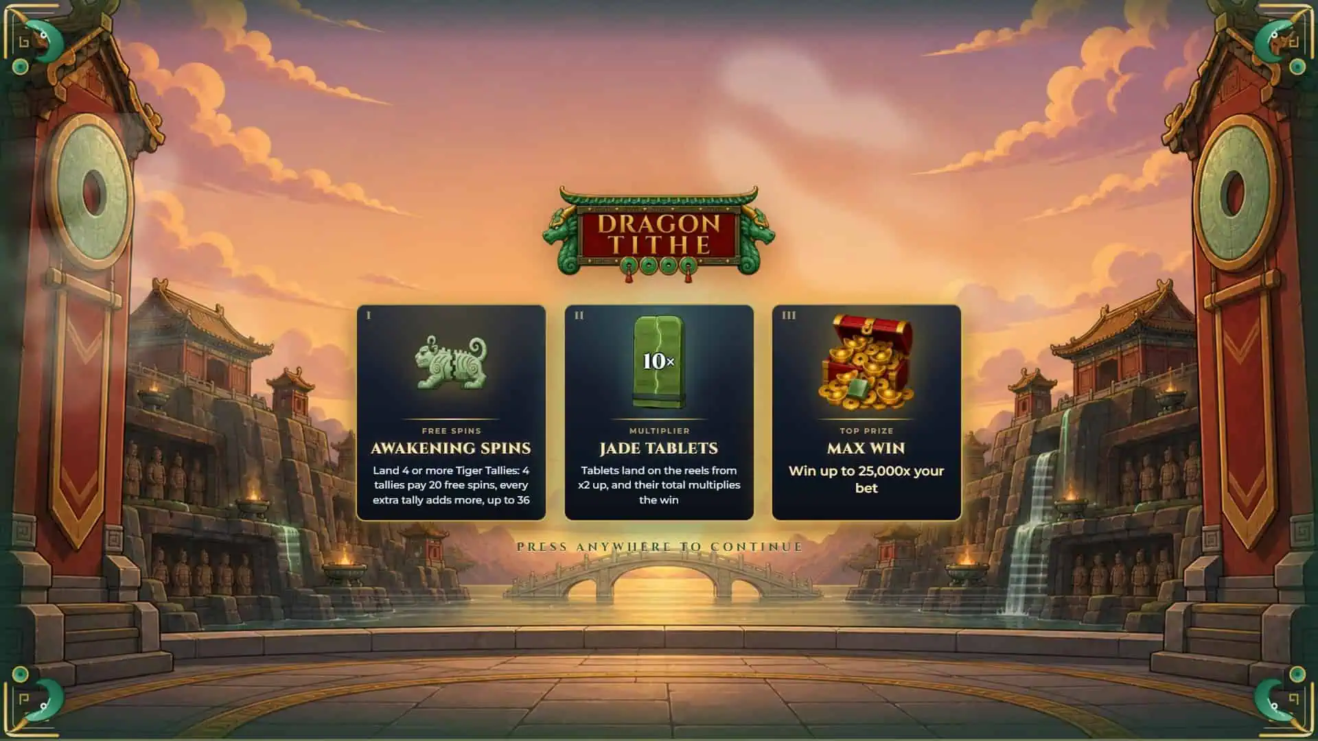 Dragon Tithe slot intro screen