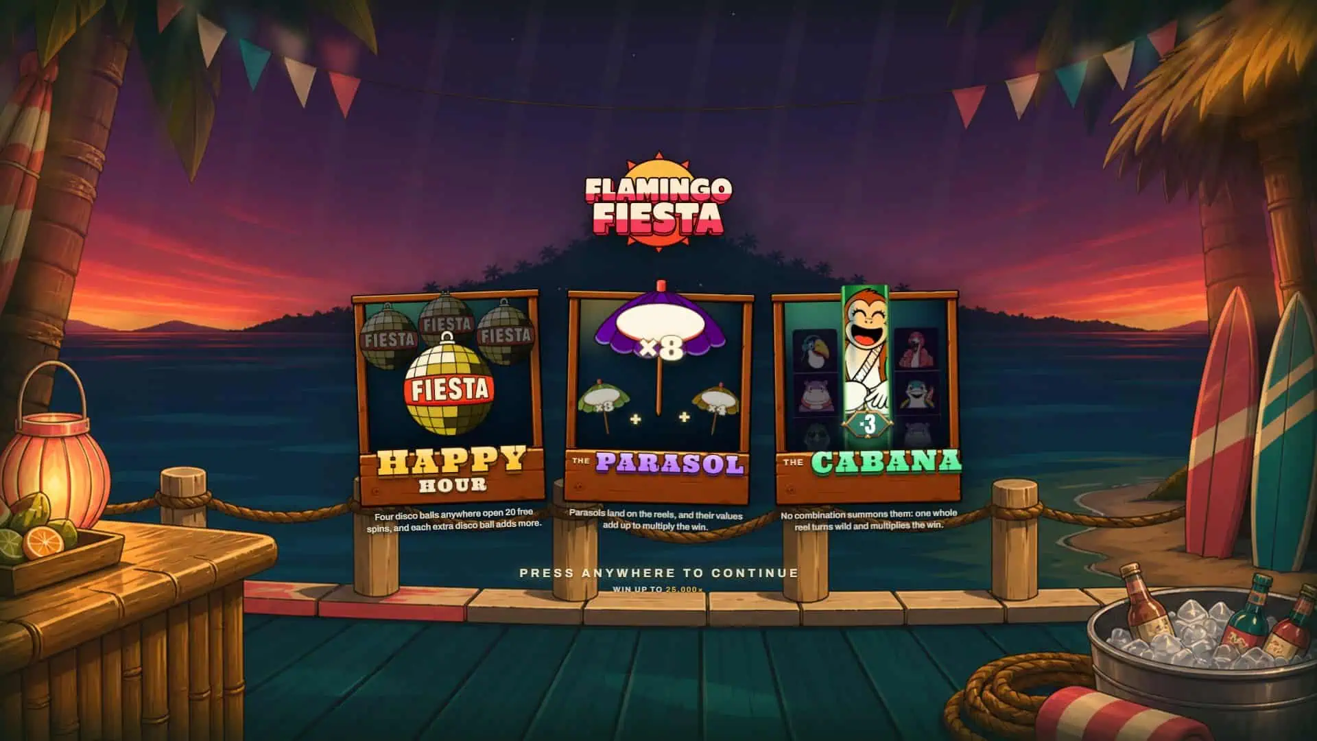 Flamingo Fiesta slot intro screen