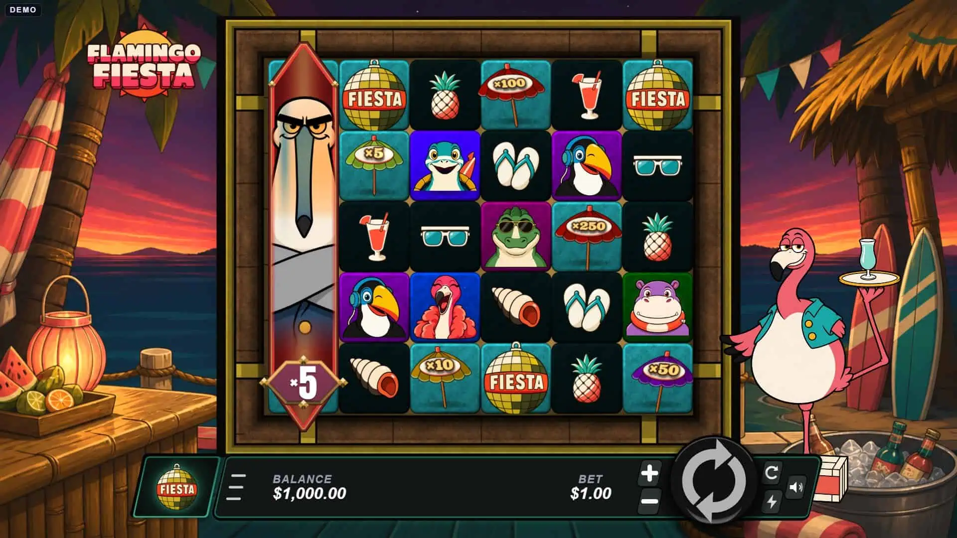 Flamingo Fiesta slot gameplay reels