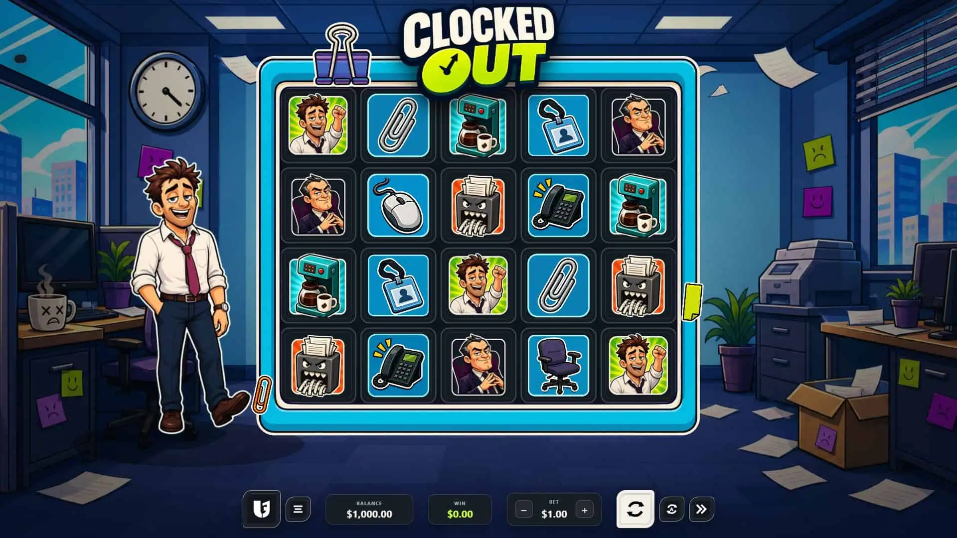 Clocked Out slot gameplay reels