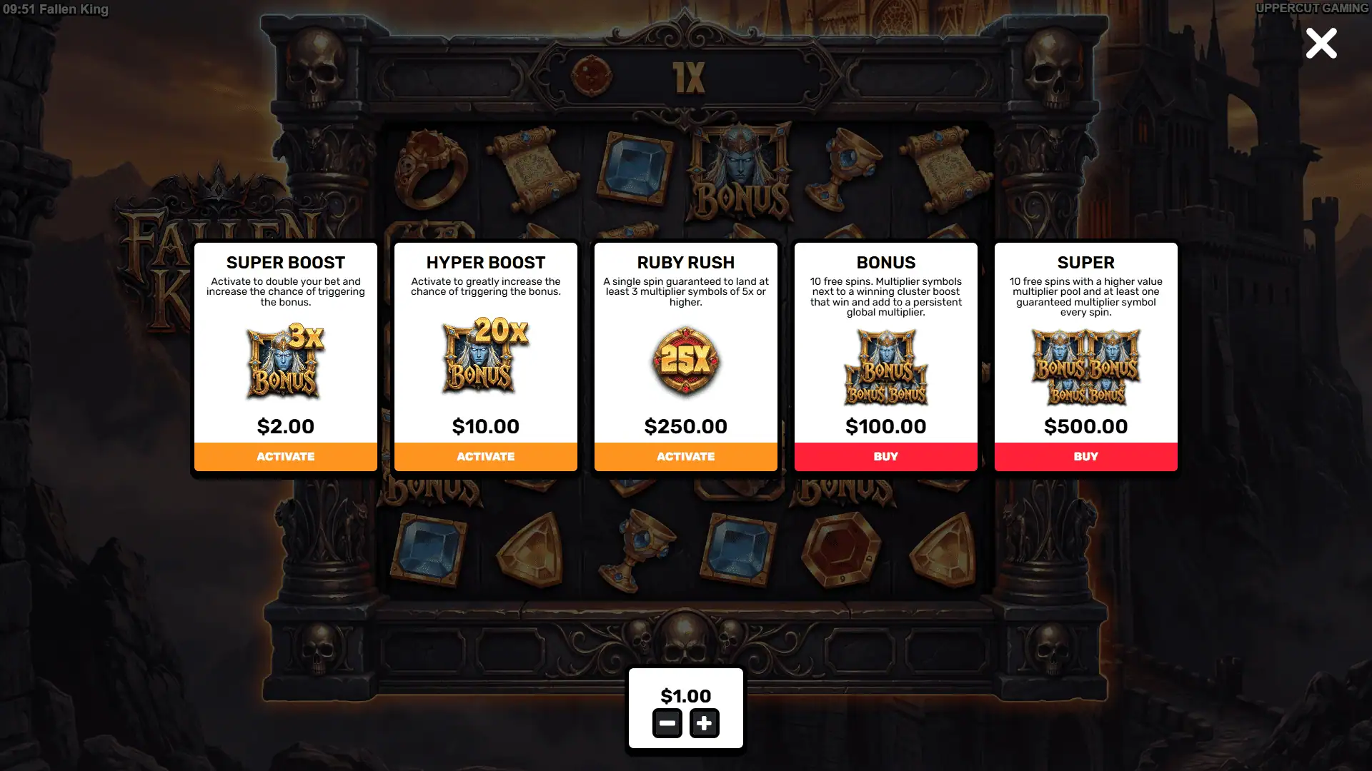 Fallen King bonus buy menu