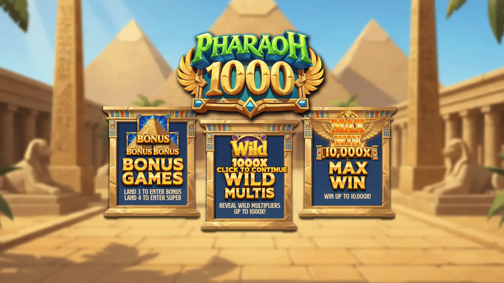 Pharaoh 1000 slot intro screen