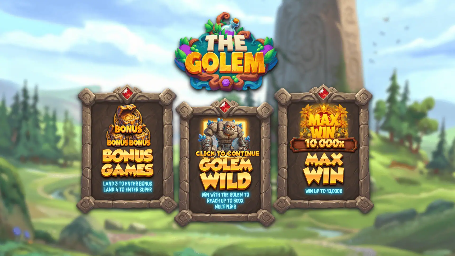 The Golem slot intro screen