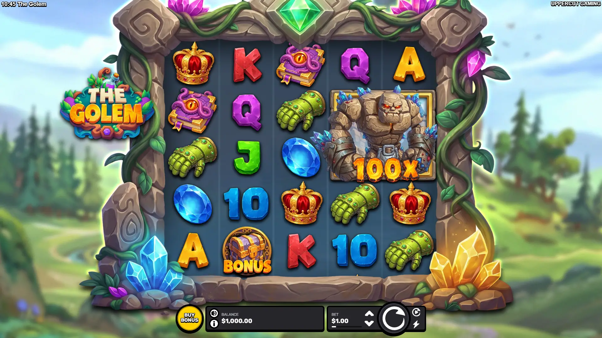 The Golem slot gameplay reels