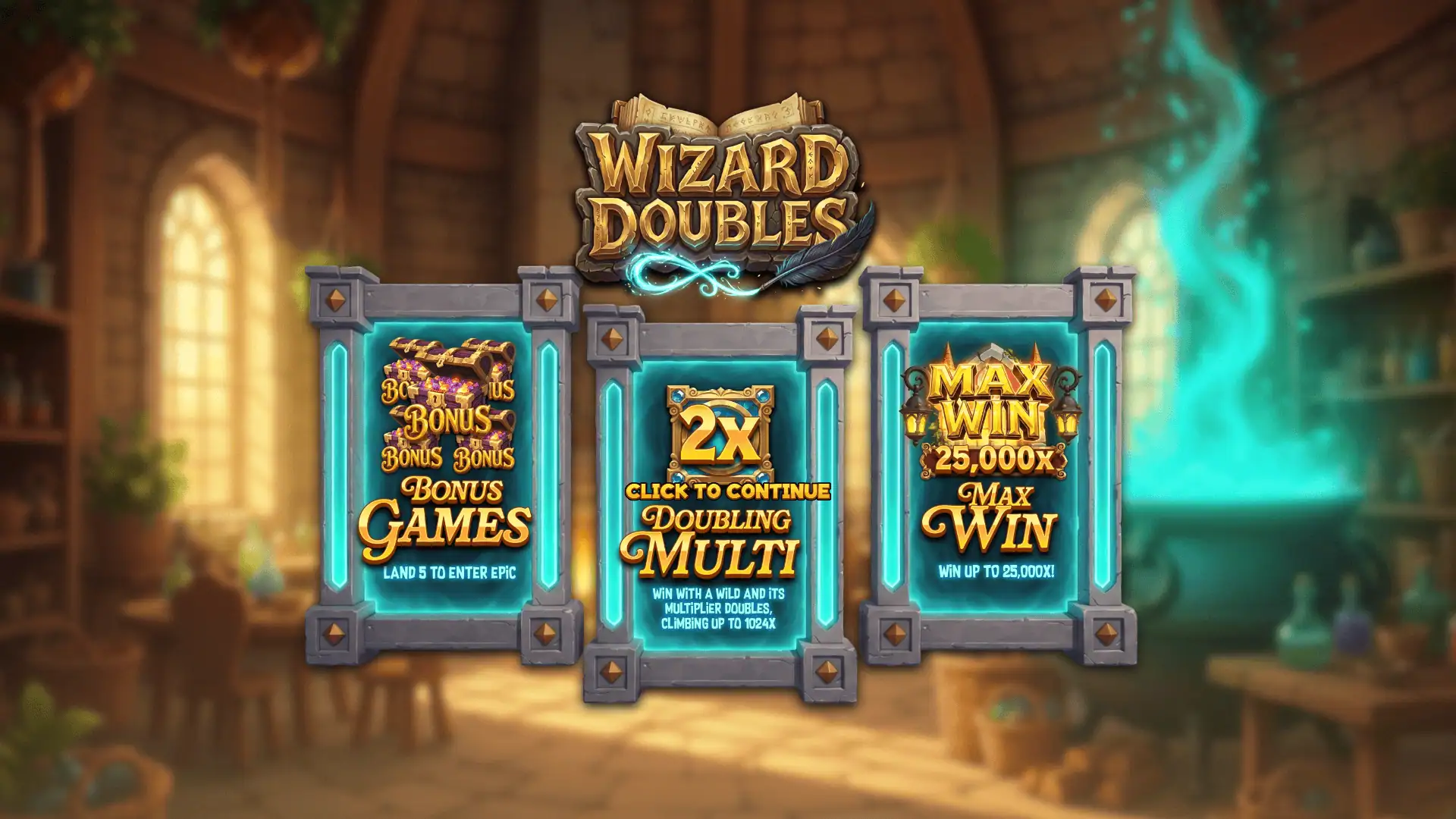Wizard Doubles slot intro screen