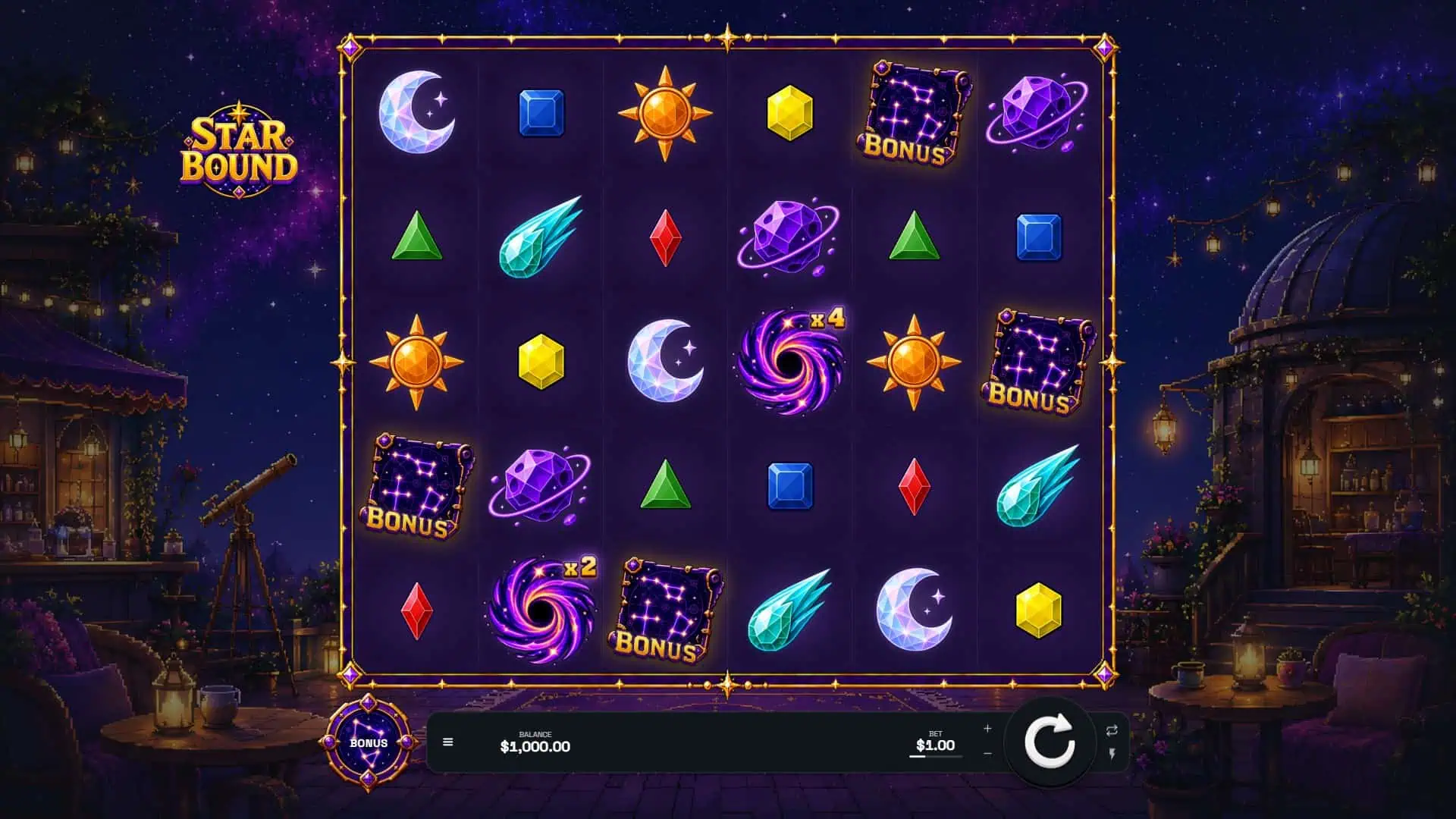 Star Bound slot gameplay reels