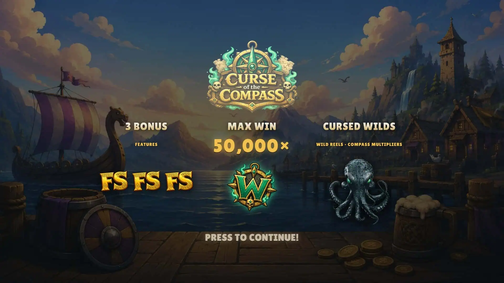Curse of the Compass slot intro screen