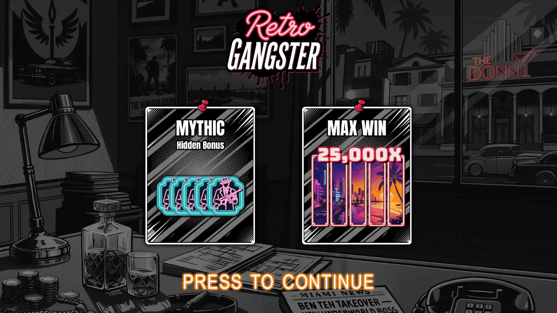 Retro Gangster slot intro screen