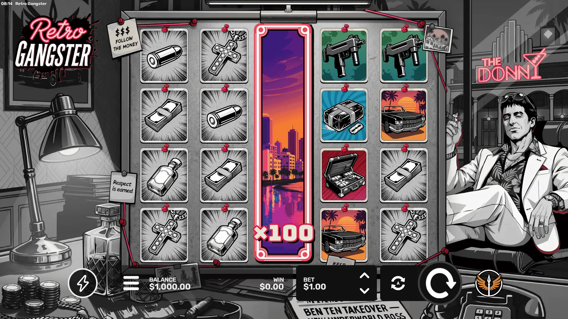 Retro Gangster slot gameplay reels