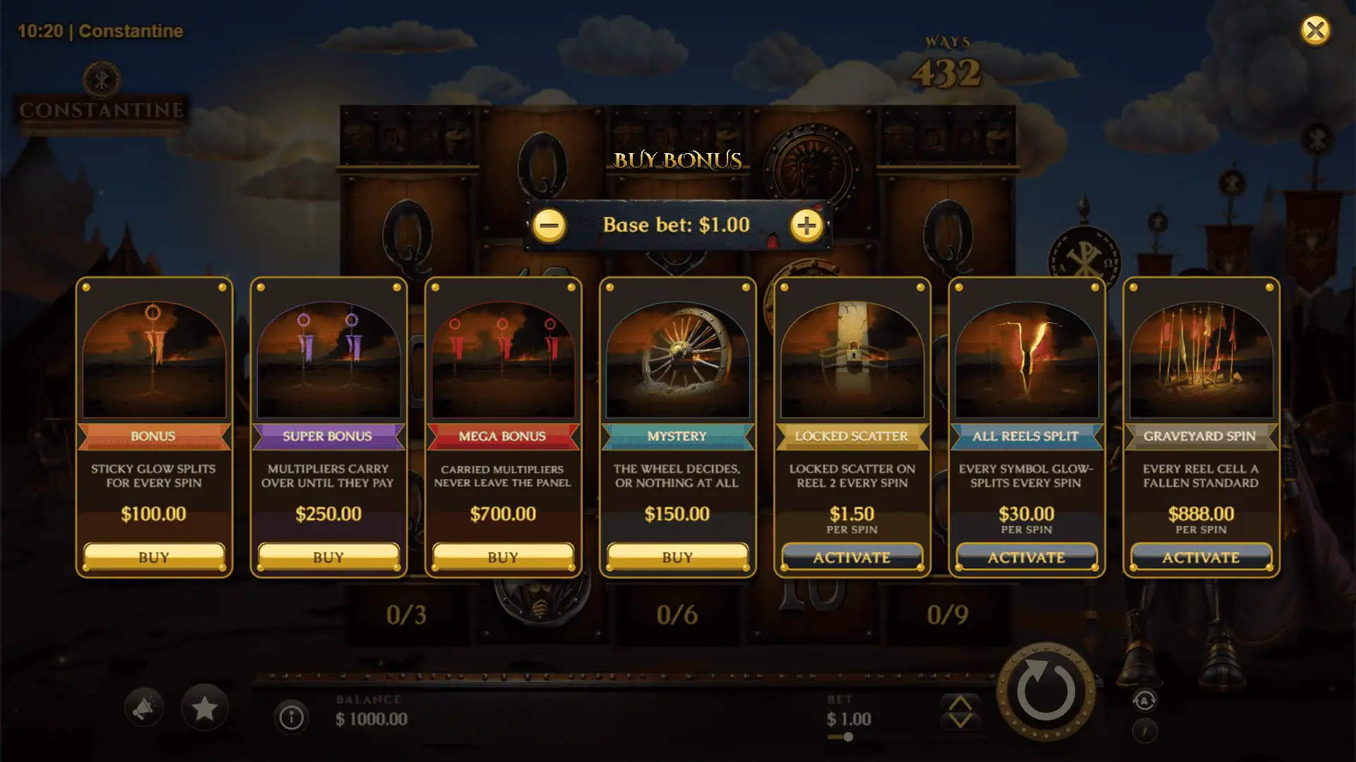 Constantine bonus buy menu