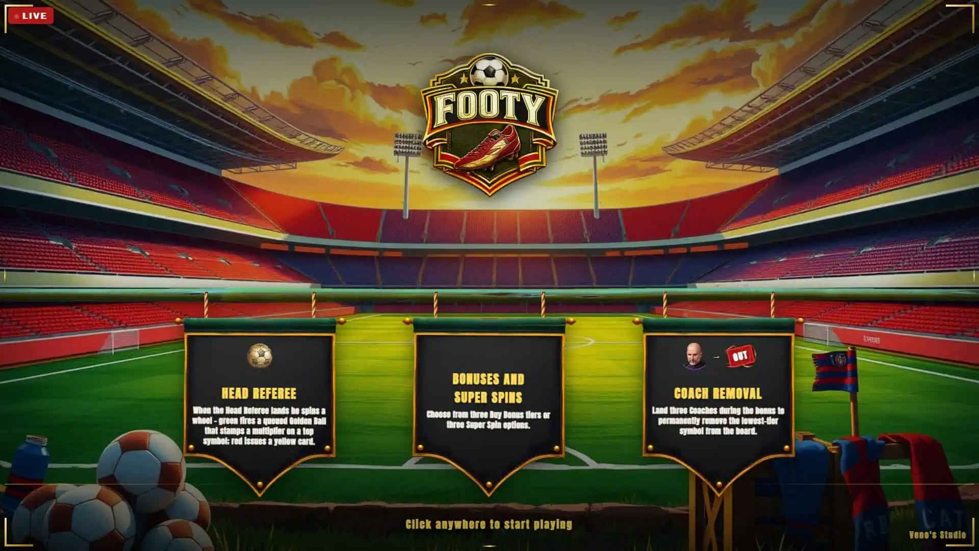 Footy slot intro screen
