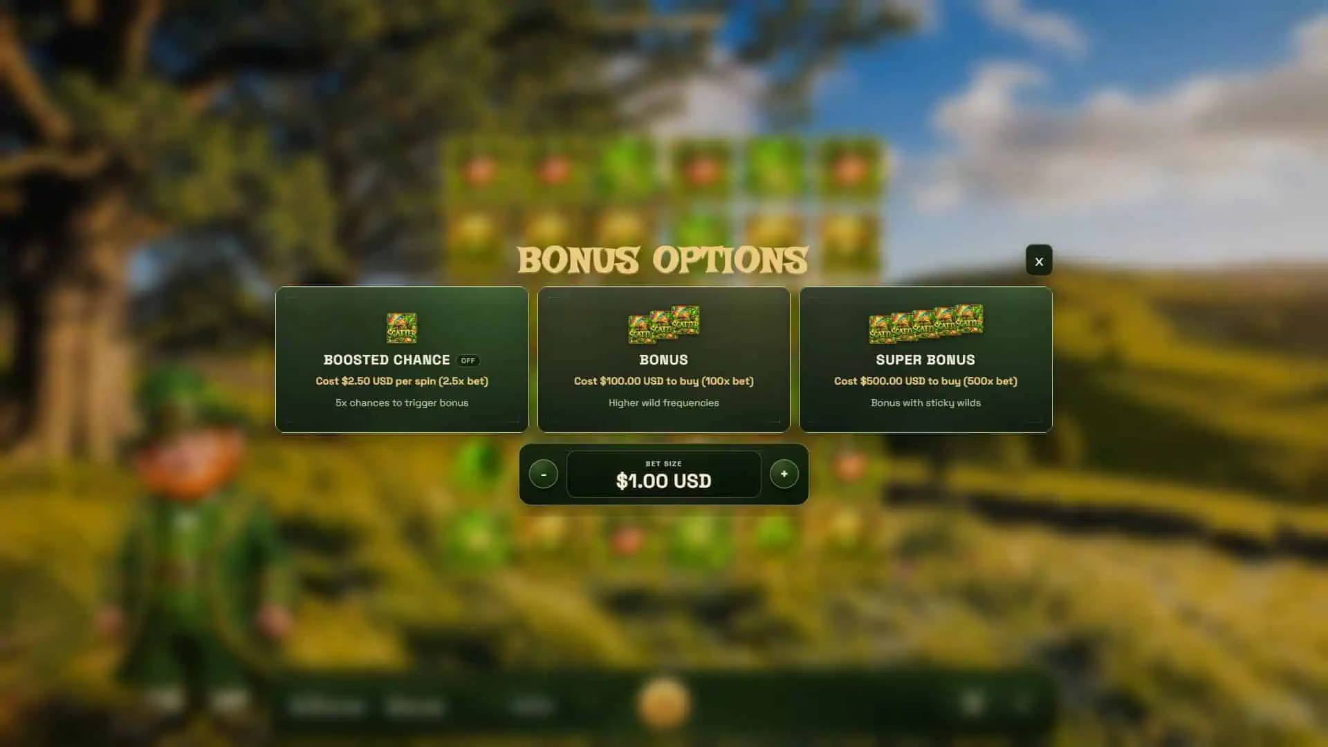 Lucky Charms bonus buy menu