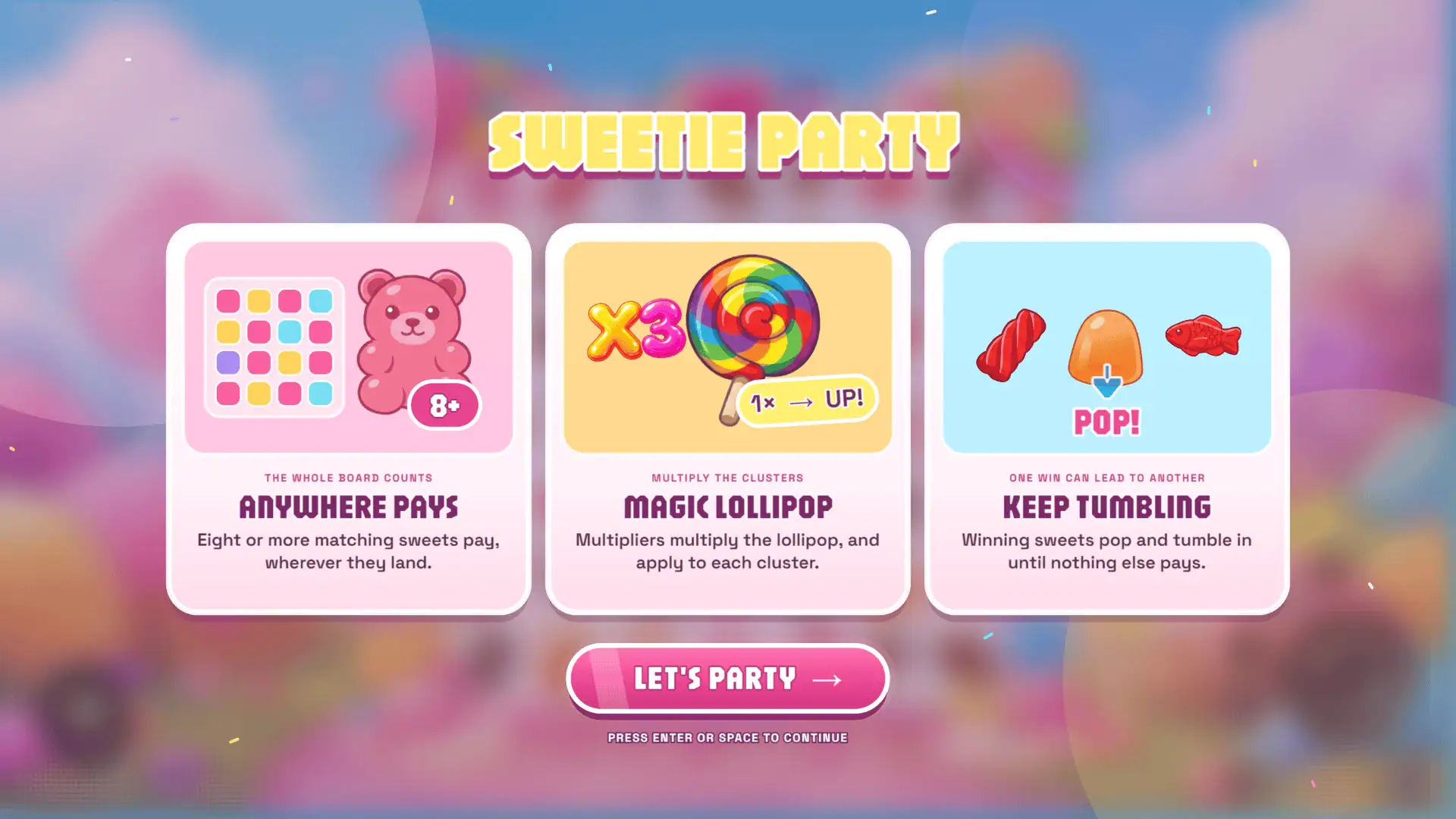 Sweetie Party slot intro screen