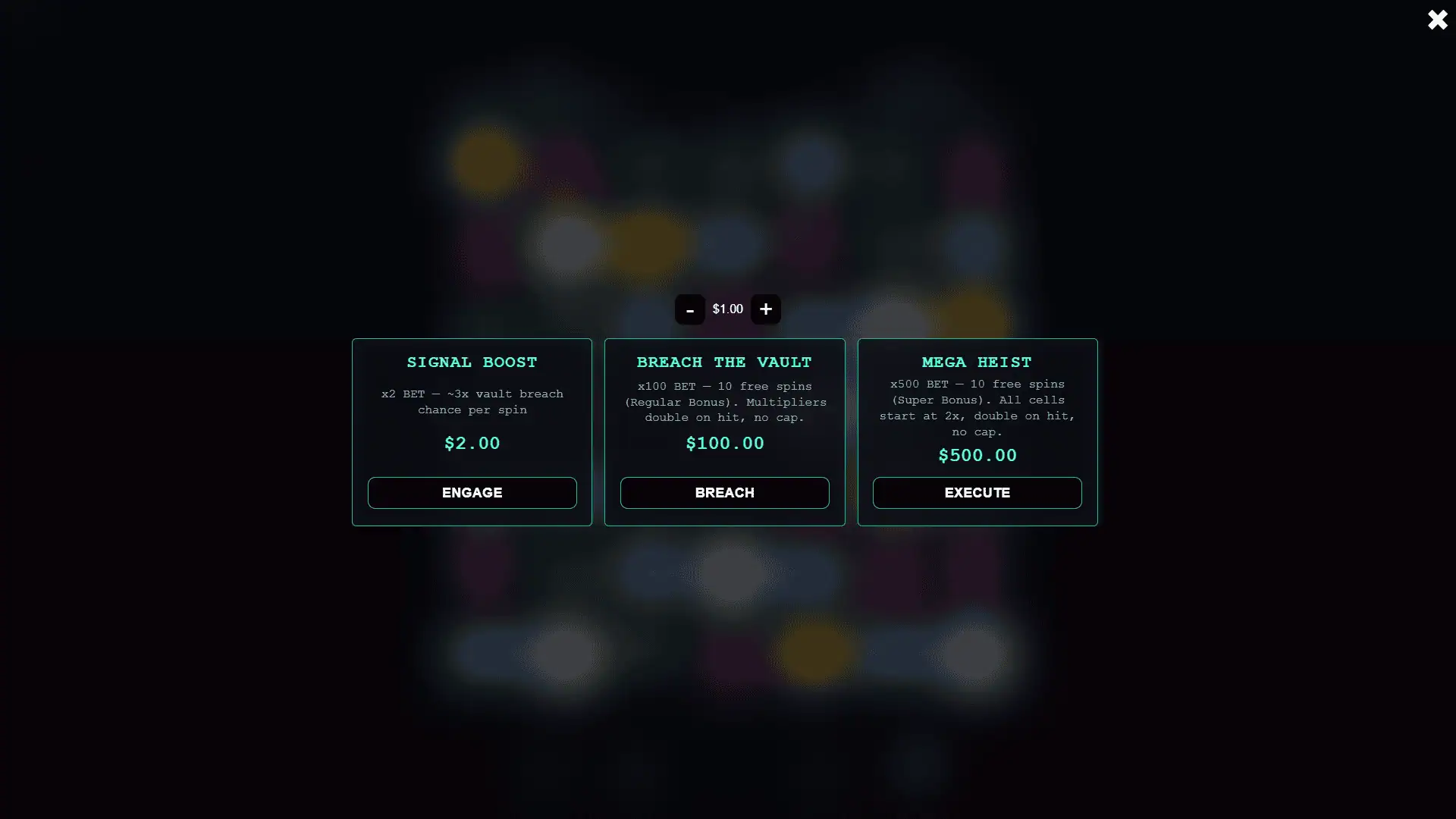 Block Heist bonus buy menu