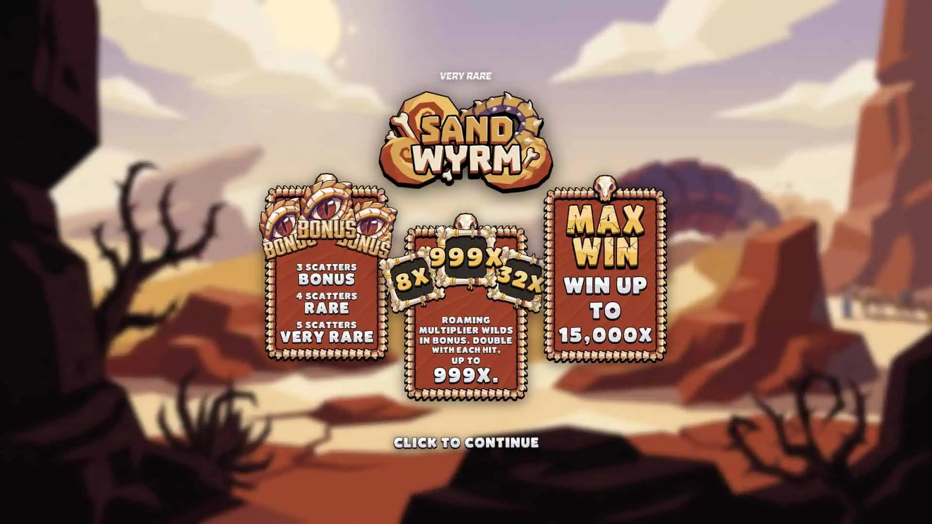 Sand Wyrm slot intro screen