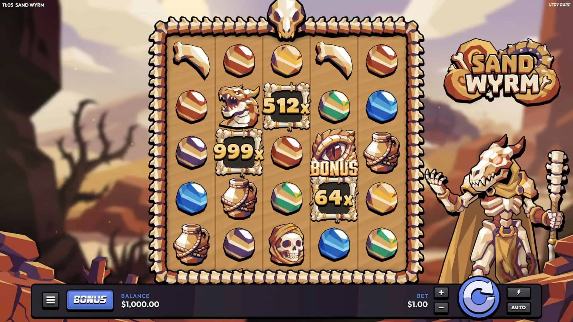 Sand Wyrm slot gameplay reels