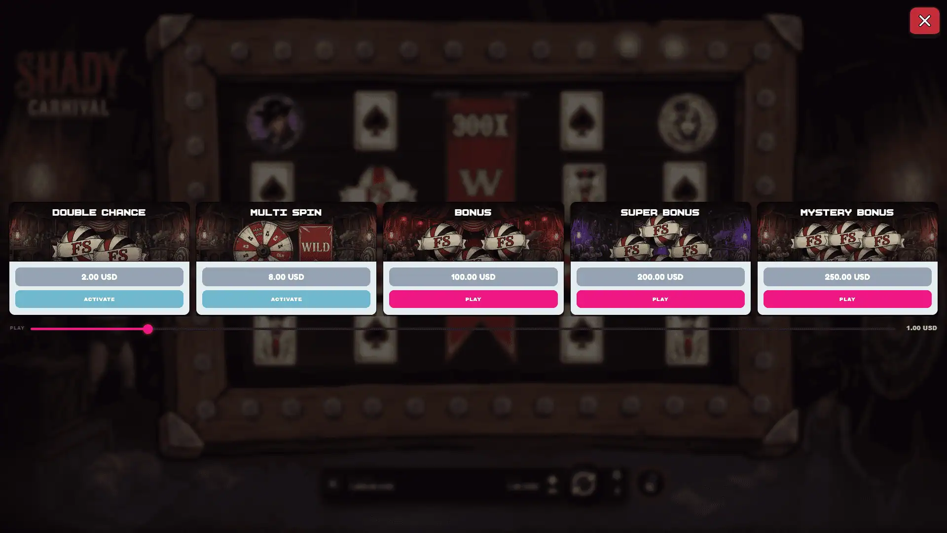 Shady Carnival bonus buy menu