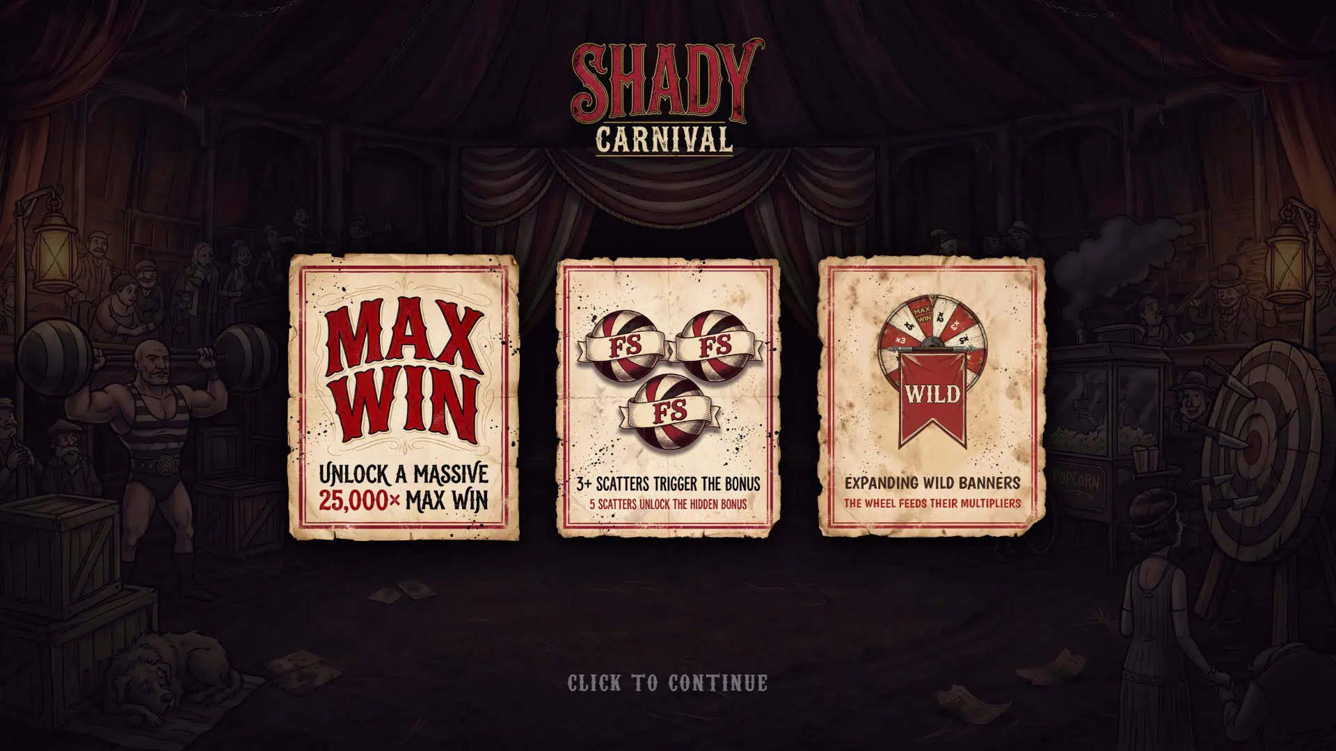 Shady Carnival slot intro screen
