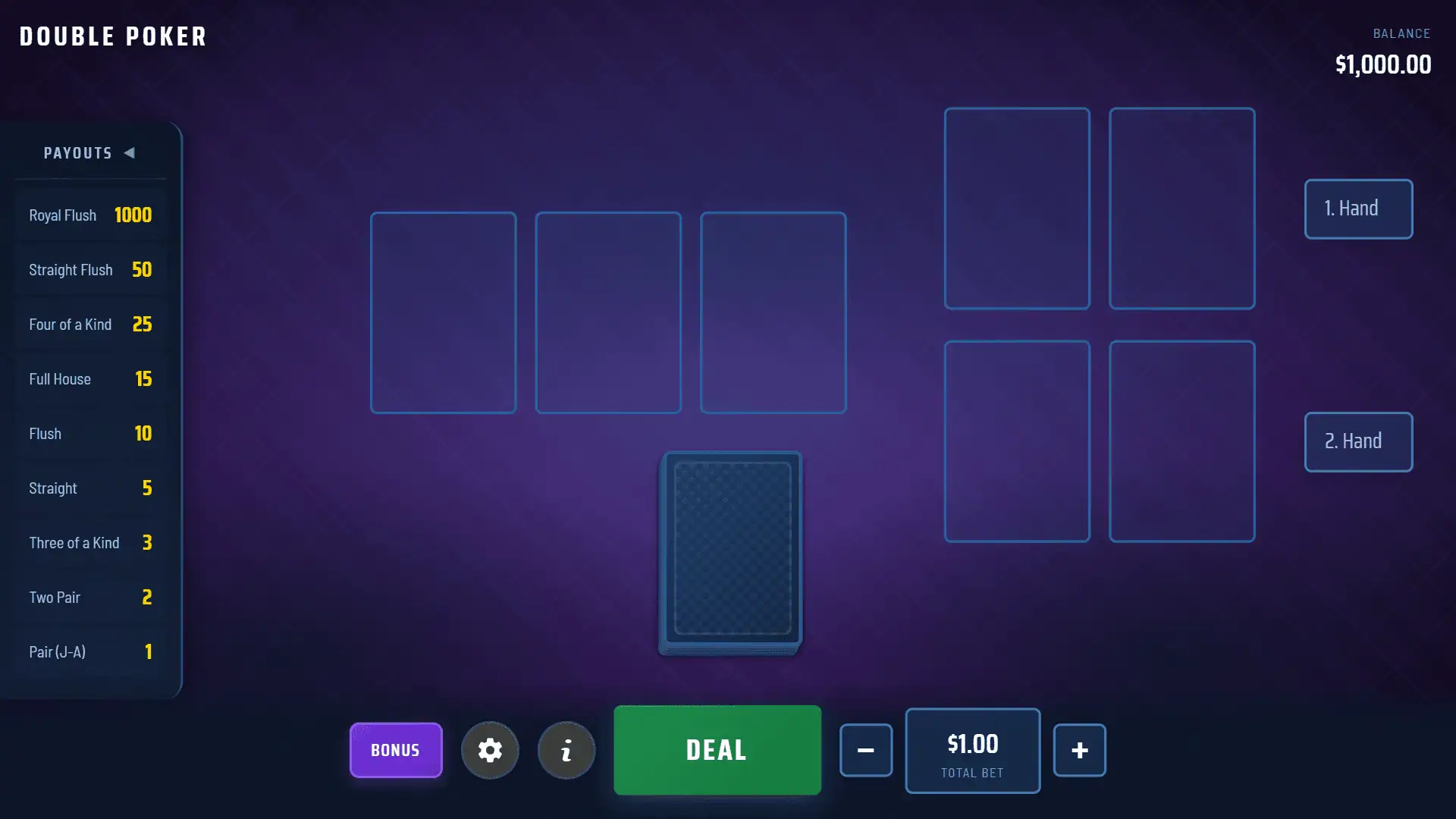 Double Poker slot gameplay reels