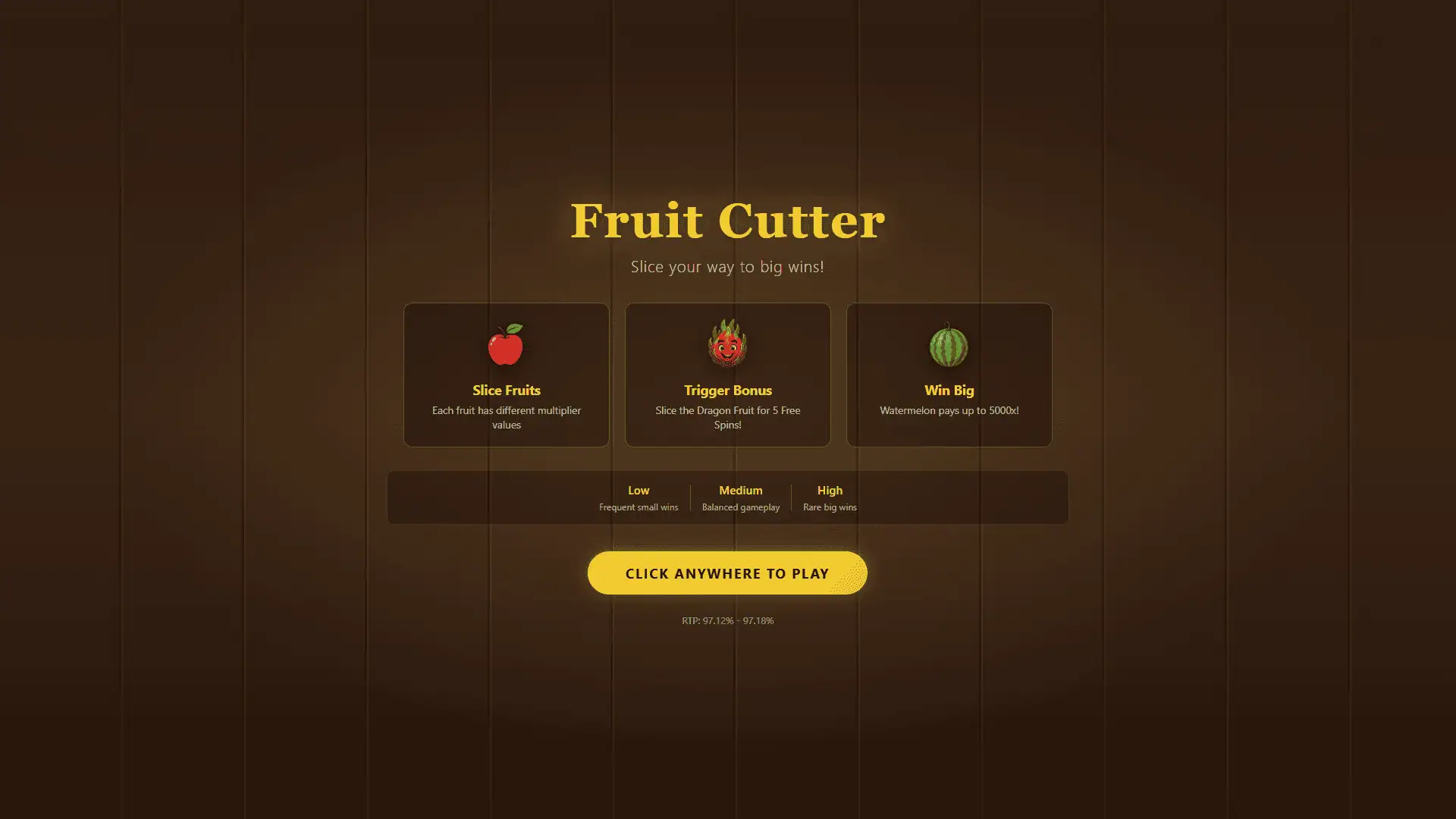 Fruit Cutter slot intro screen