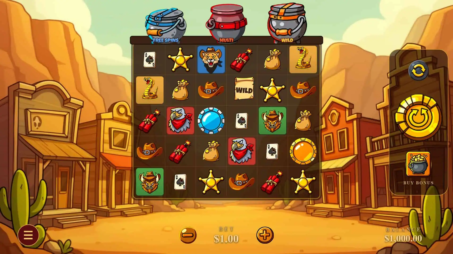 Bandit Pots slot gameplay reels