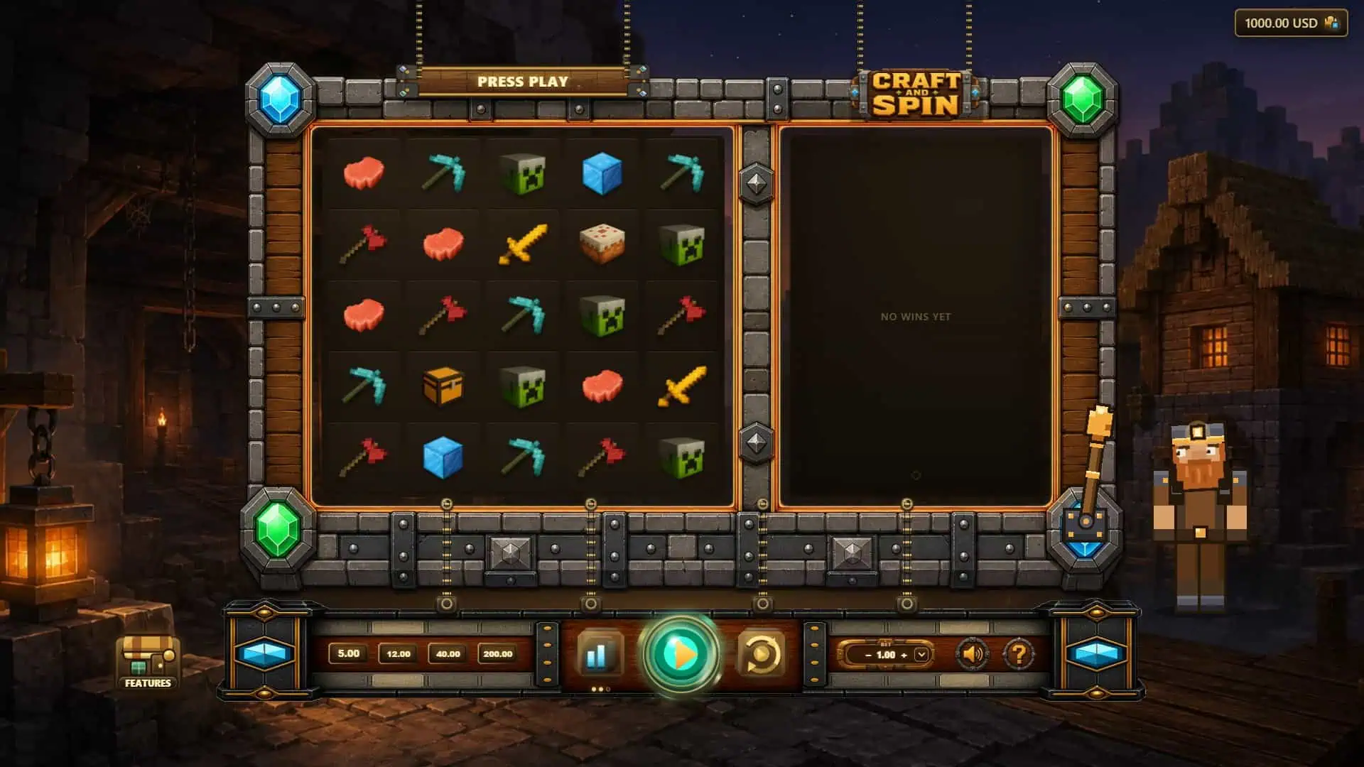 Craft and Spin slot gameplay reels