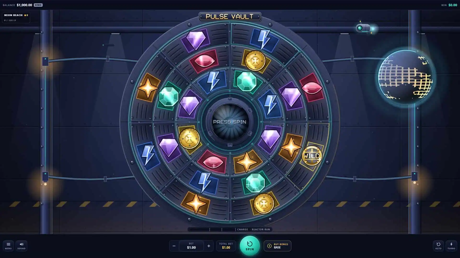Pulse Vault slot gameplay reels