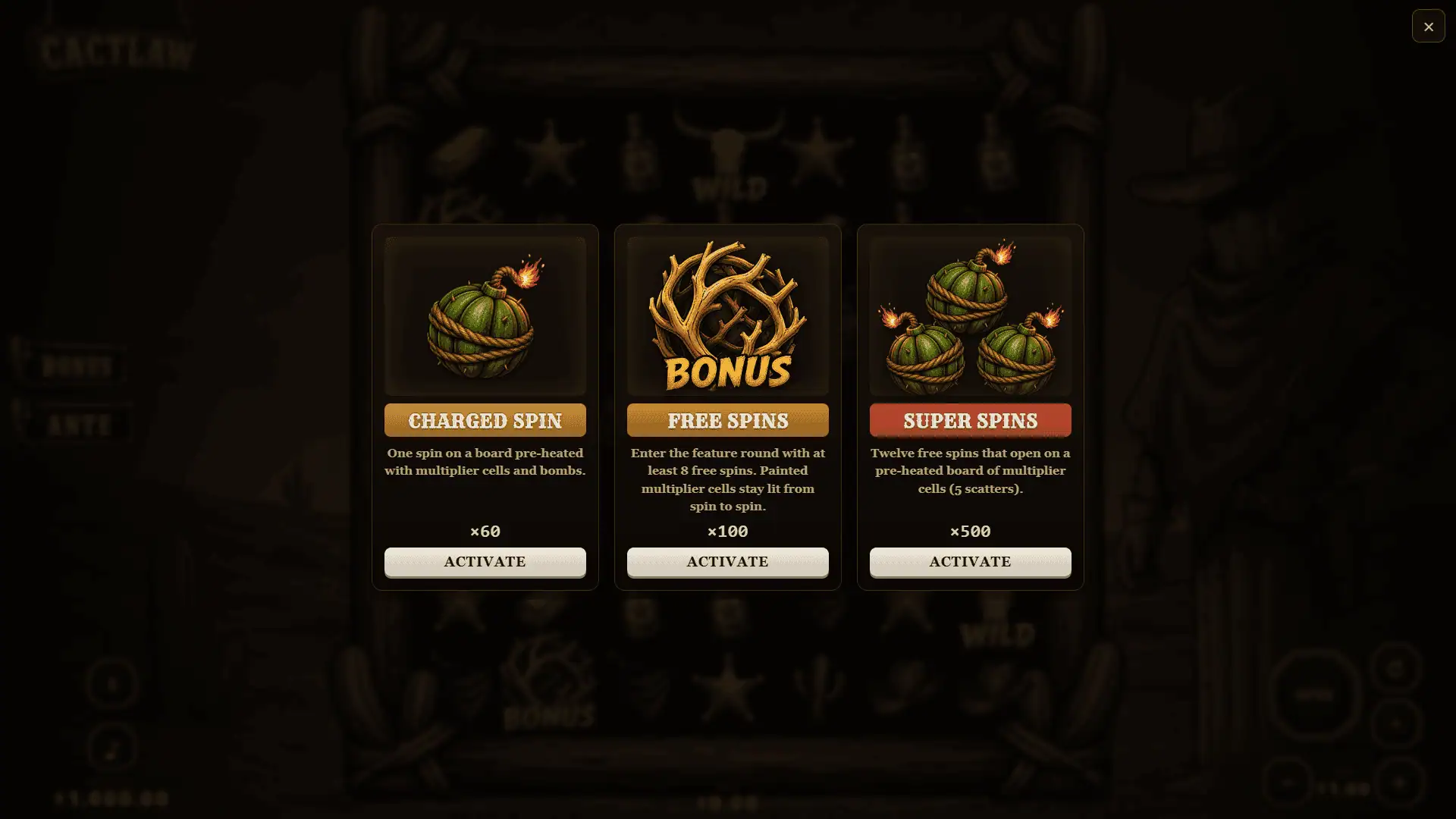 Cactlaw bonus buy menu