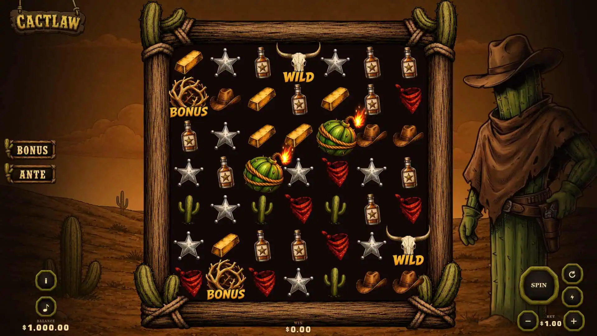 Cactlaw slot gameplay reels