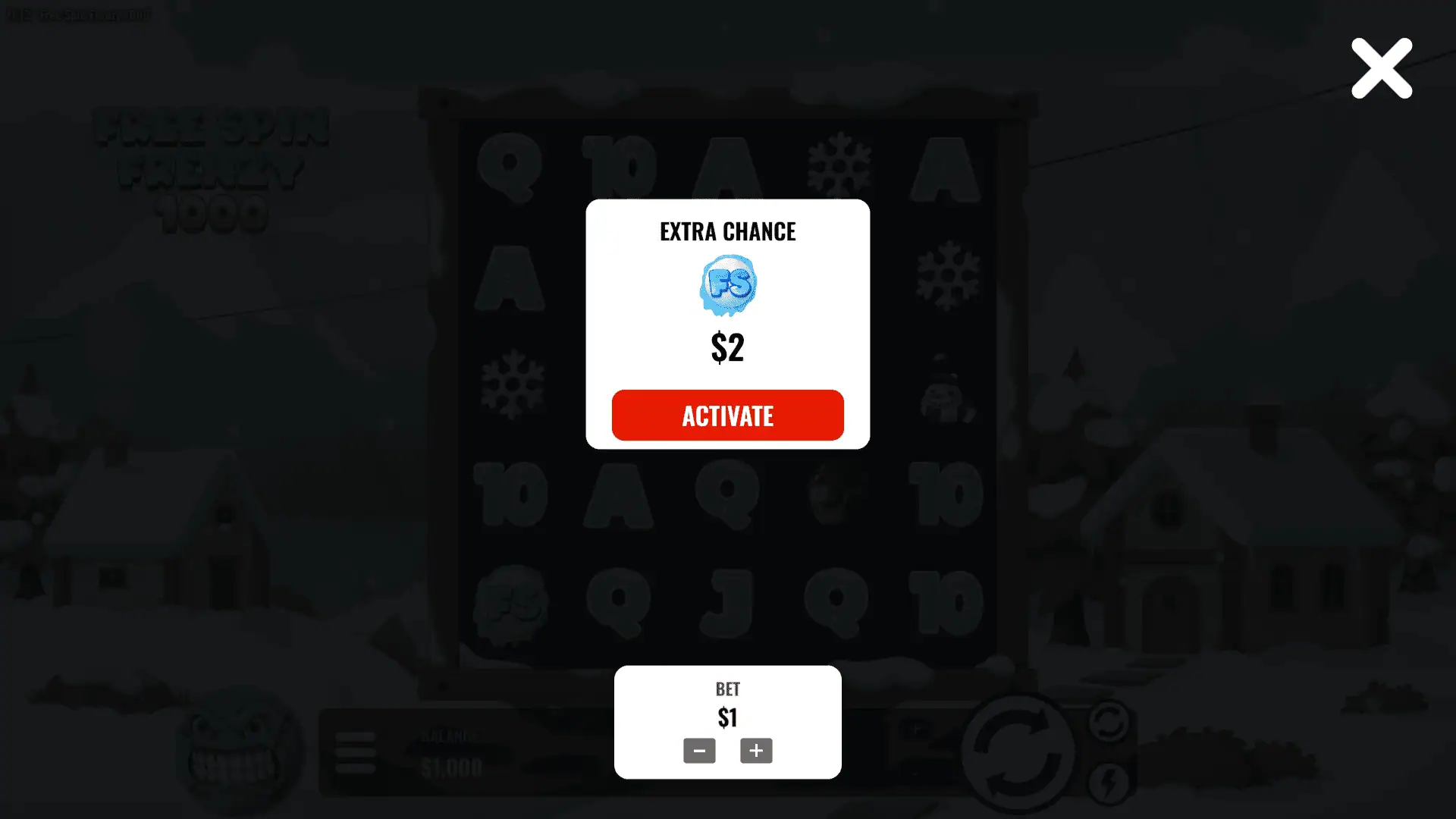 Free Spin Frenzy 1000 bonus buy menu