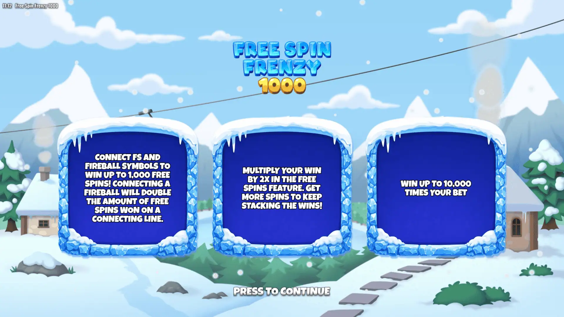 Free Spin Frenzy 1000 slot intro screen