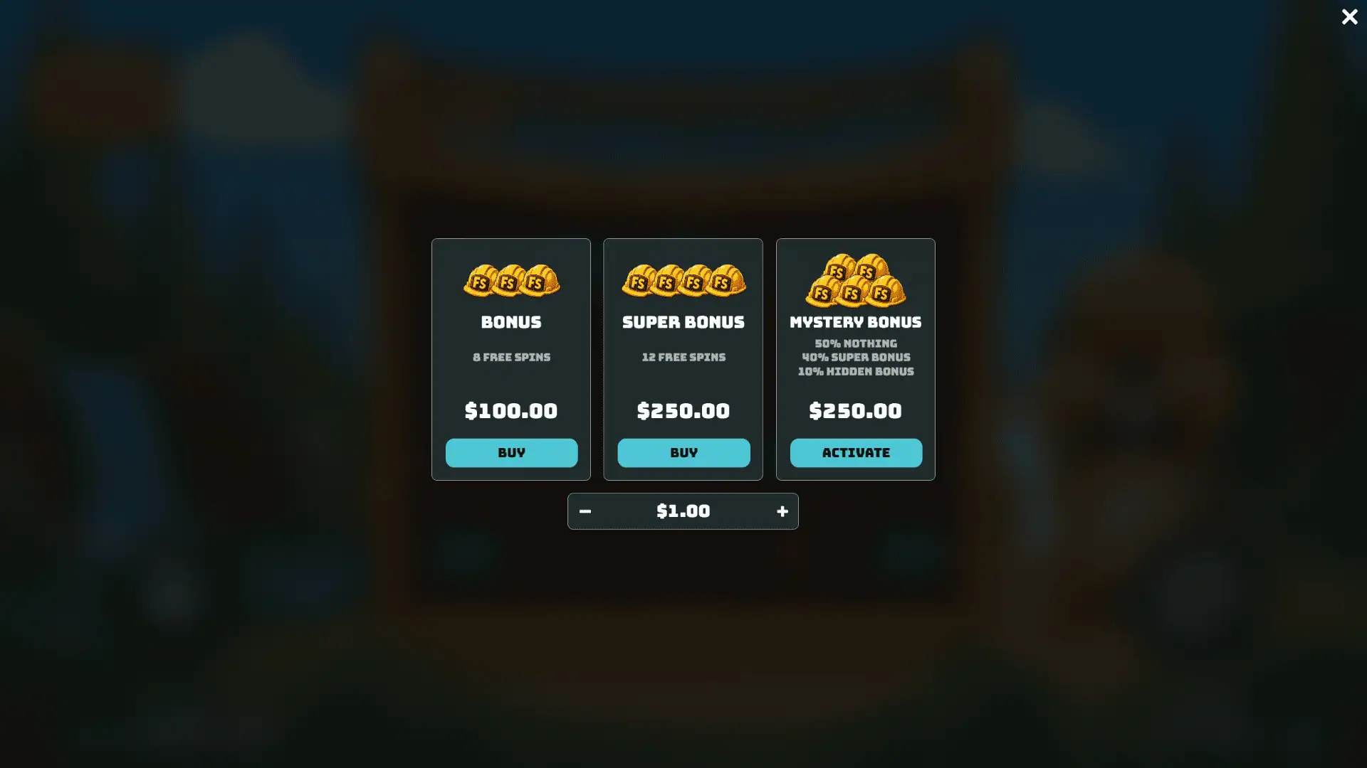 Beaver the Builder bonus buy menu