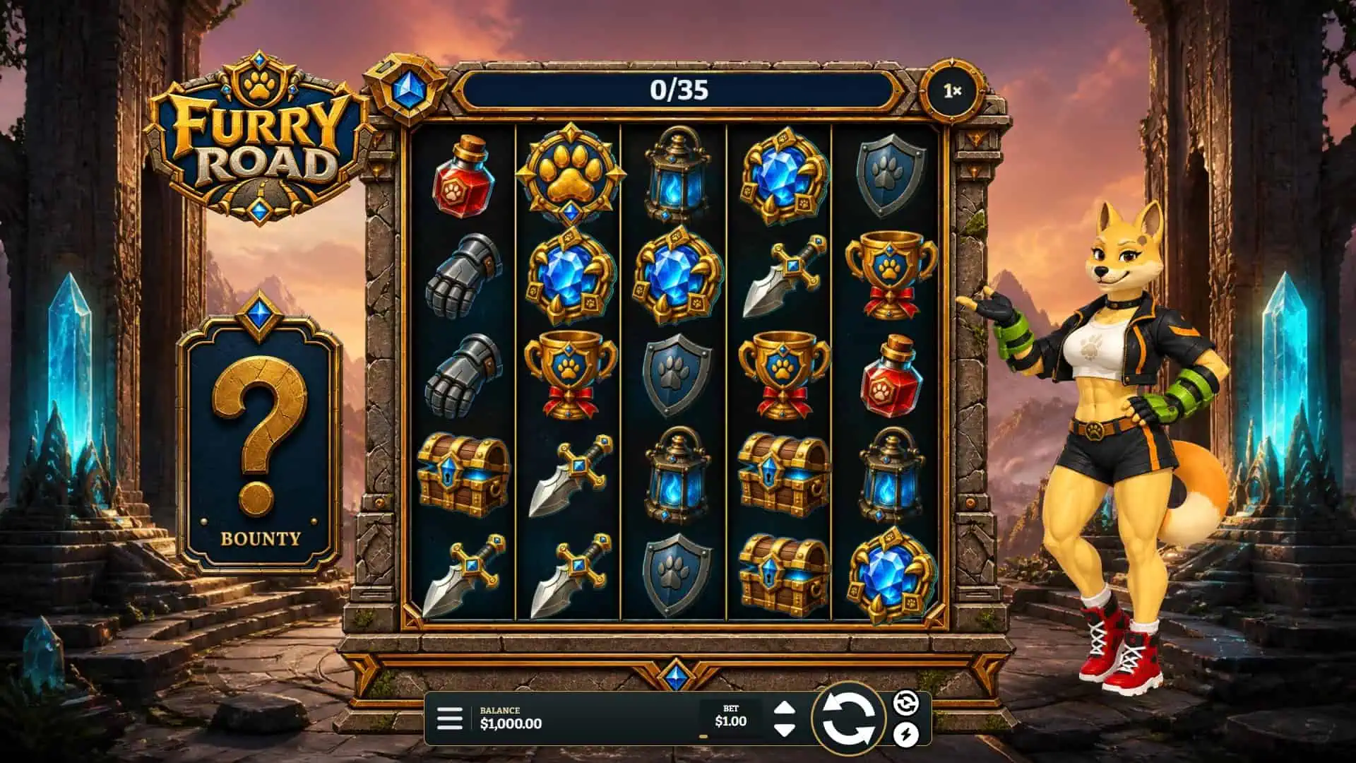 Furry Road Cluster Pays slot gameplay reels