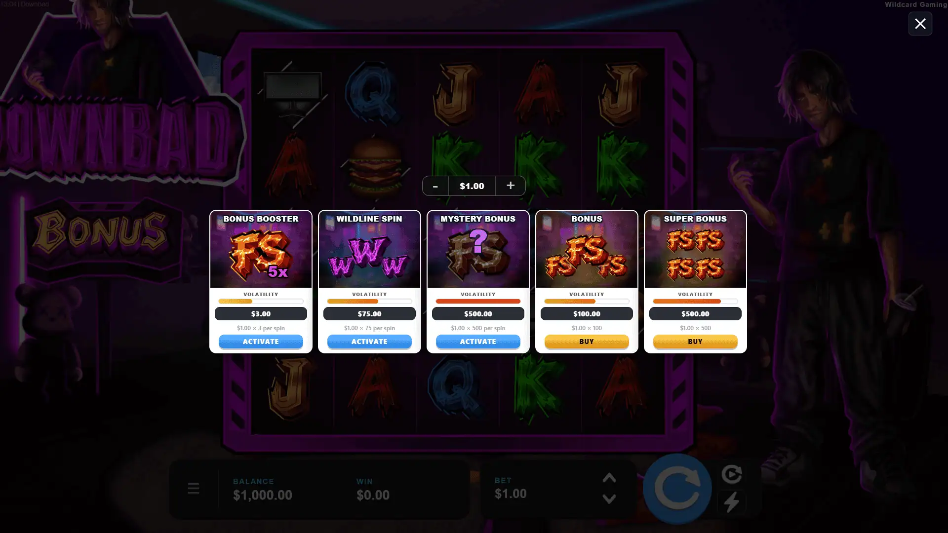 Downbad bonus buy menu