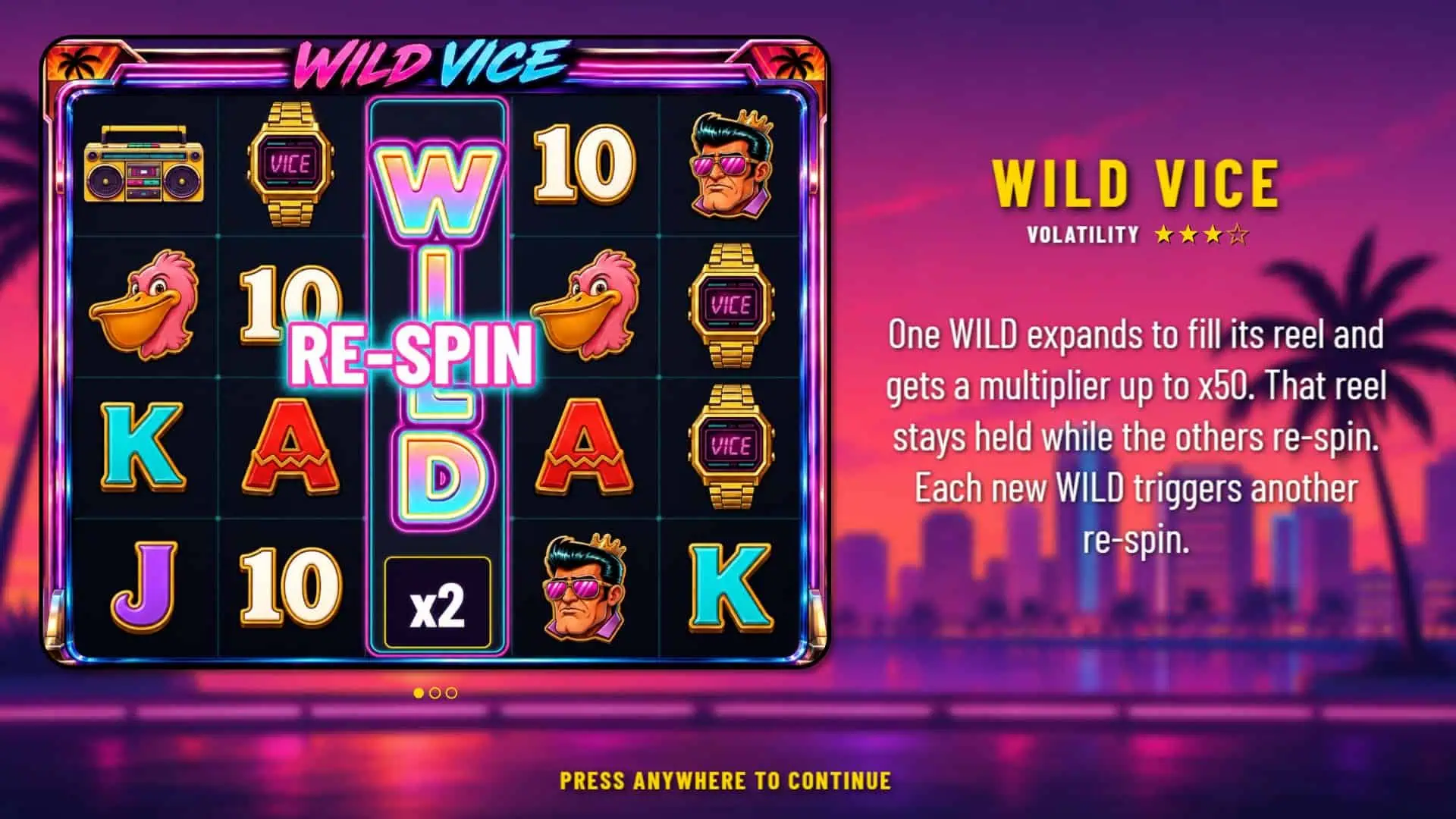 Wild Vice slot intro screen