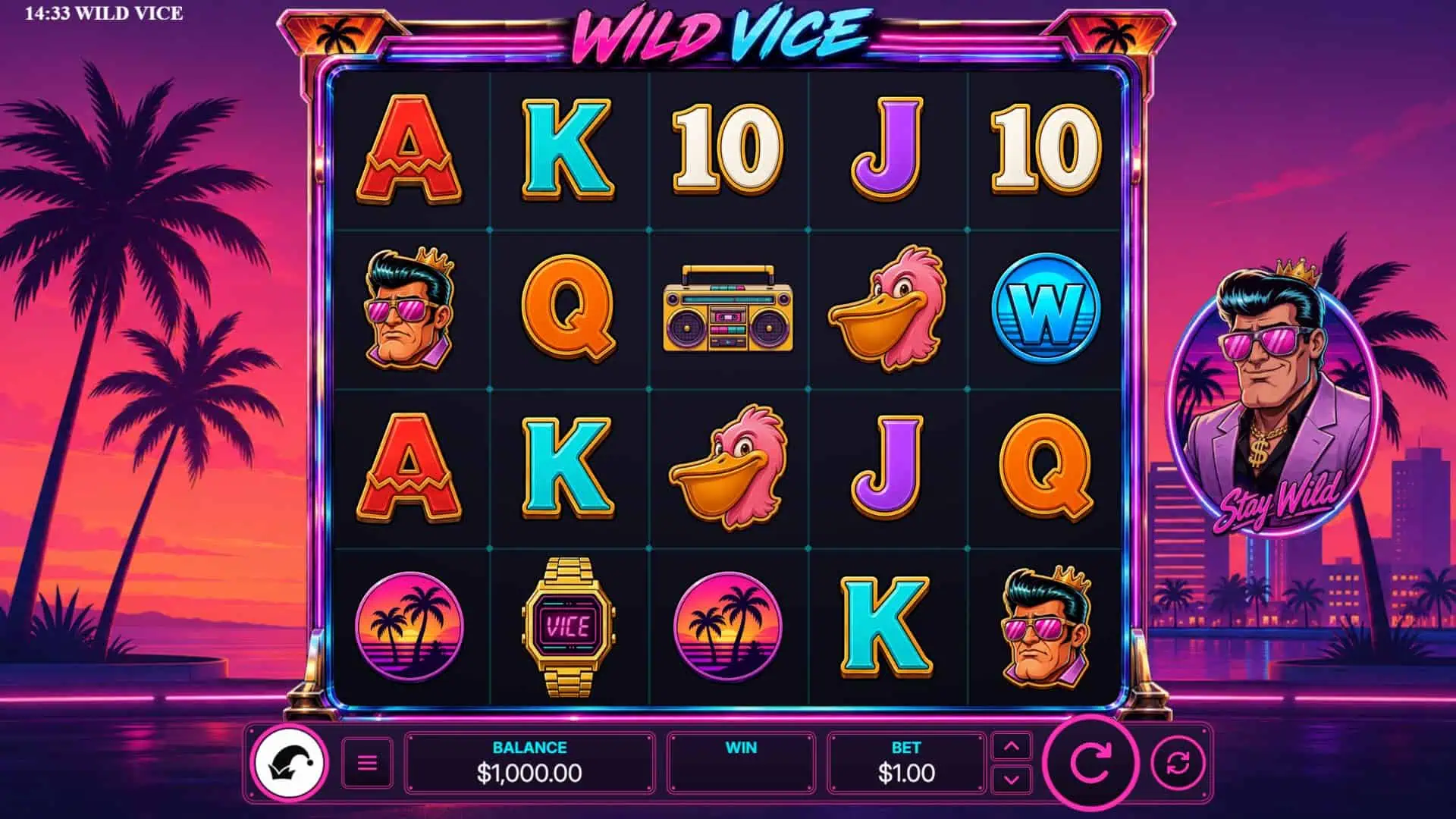 Wild Vice slot gameplay reels