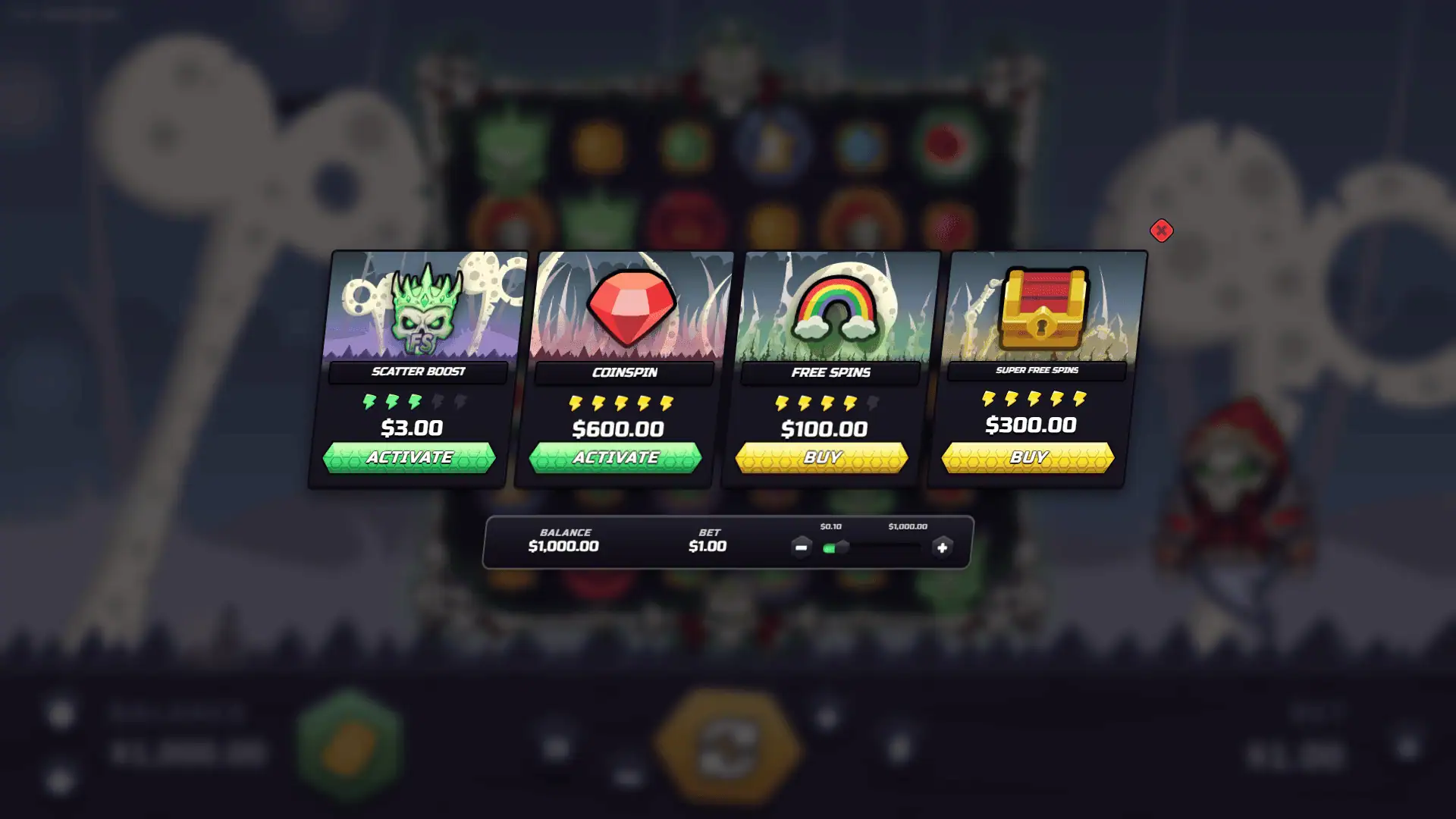Dead Coin Cluster Pays bonus buy menu