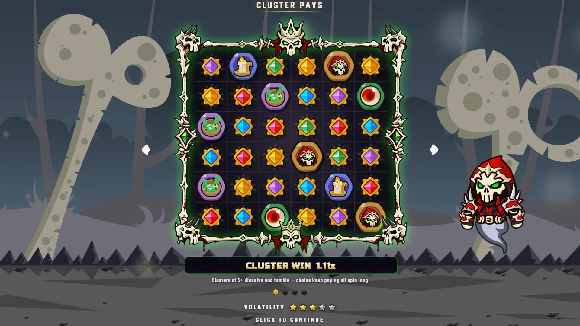 Dead Coin Cluster Pays slot intro screen