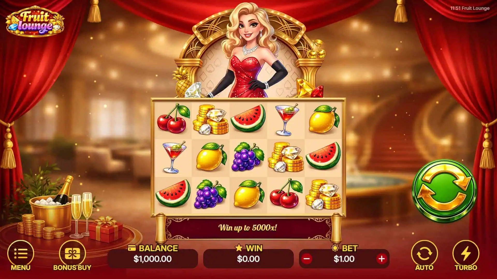 Fruit Lounge slot gameplay reels