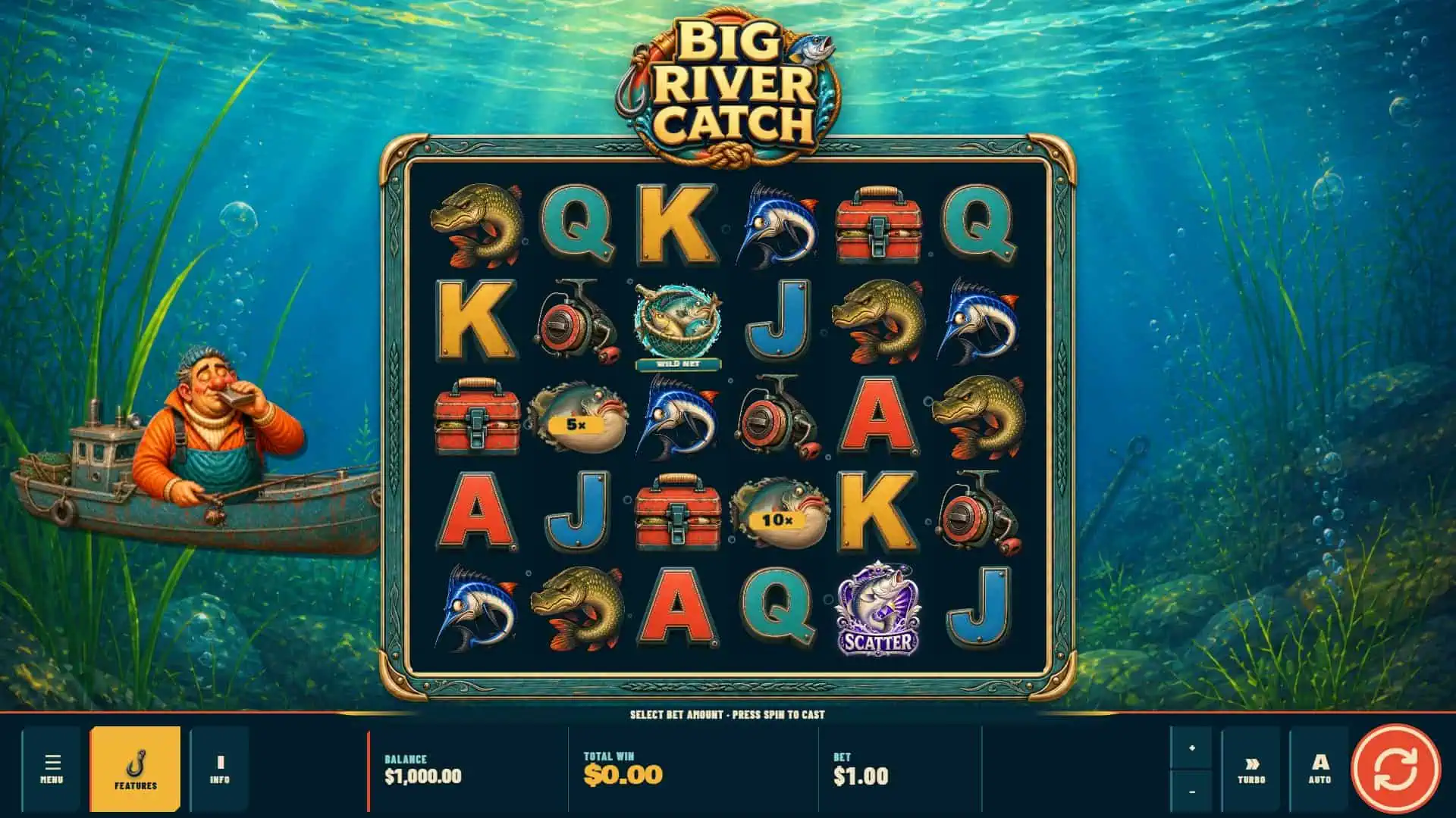 Big River Catch slot gameplay reels