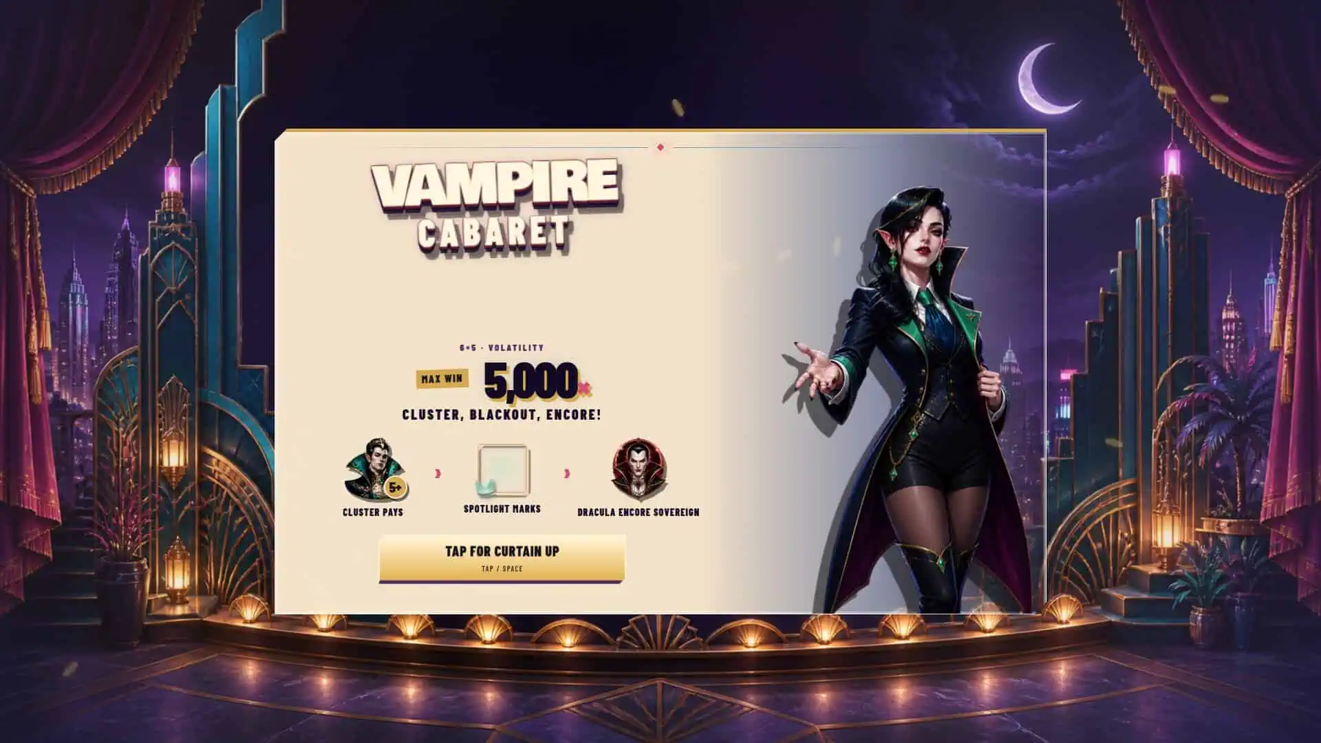 Vampire Cabaret slot intro screen
