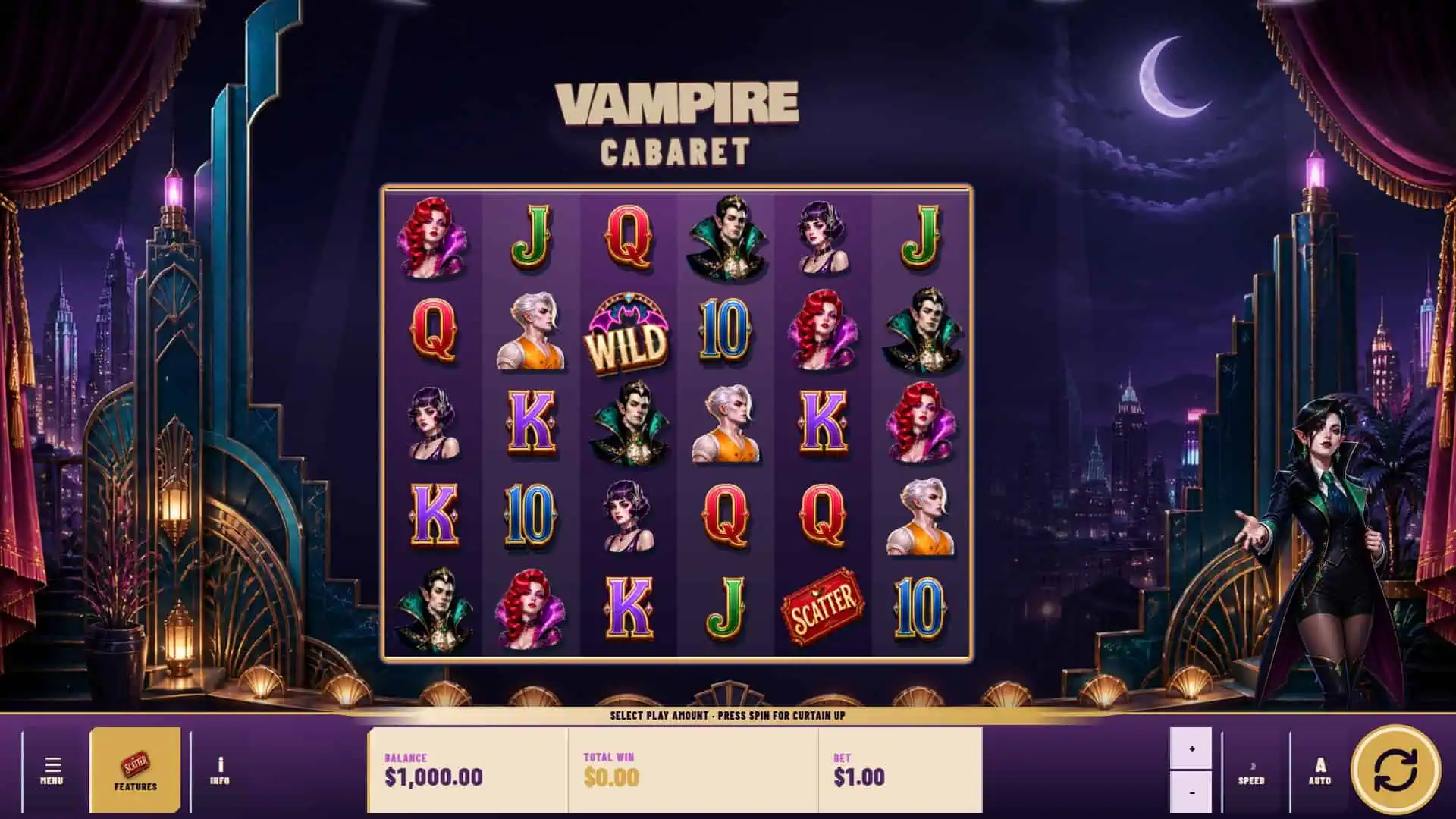 Vampire Cabaret slot gameplay reels