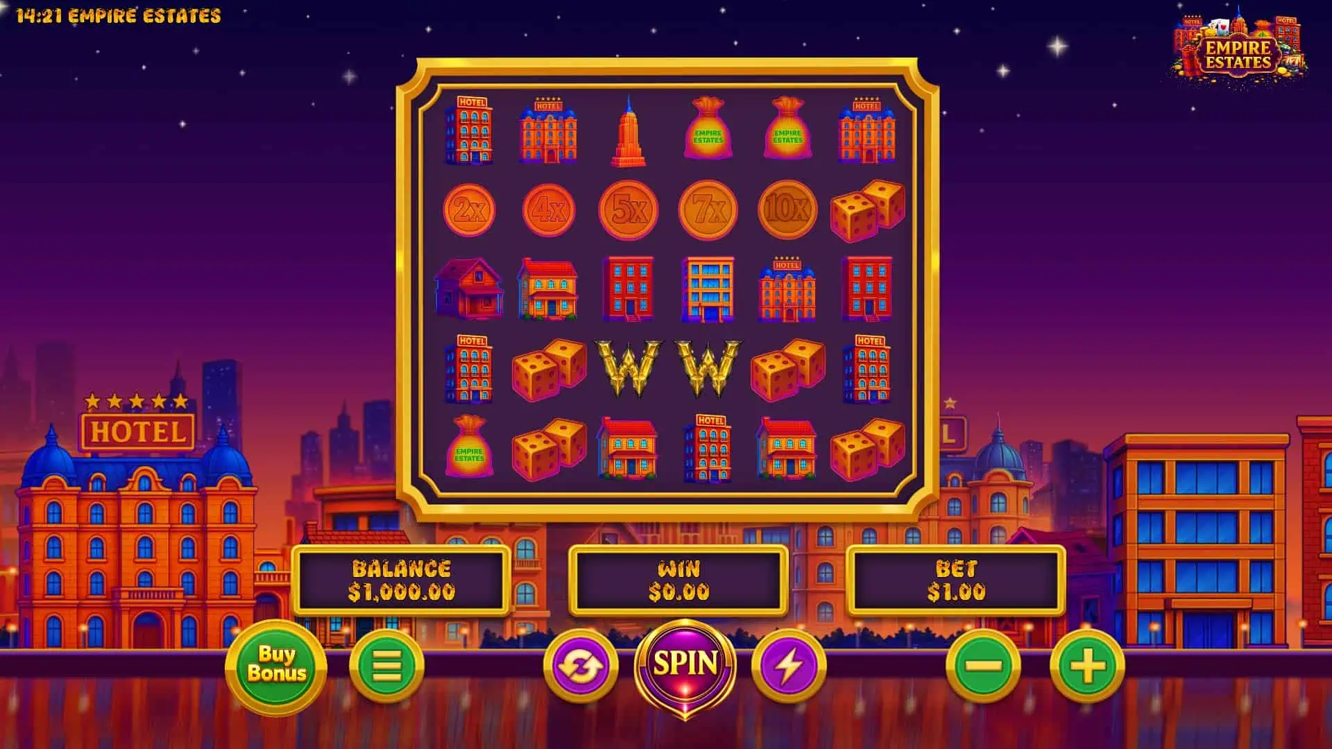 Empire Estates slot gameplay reels
