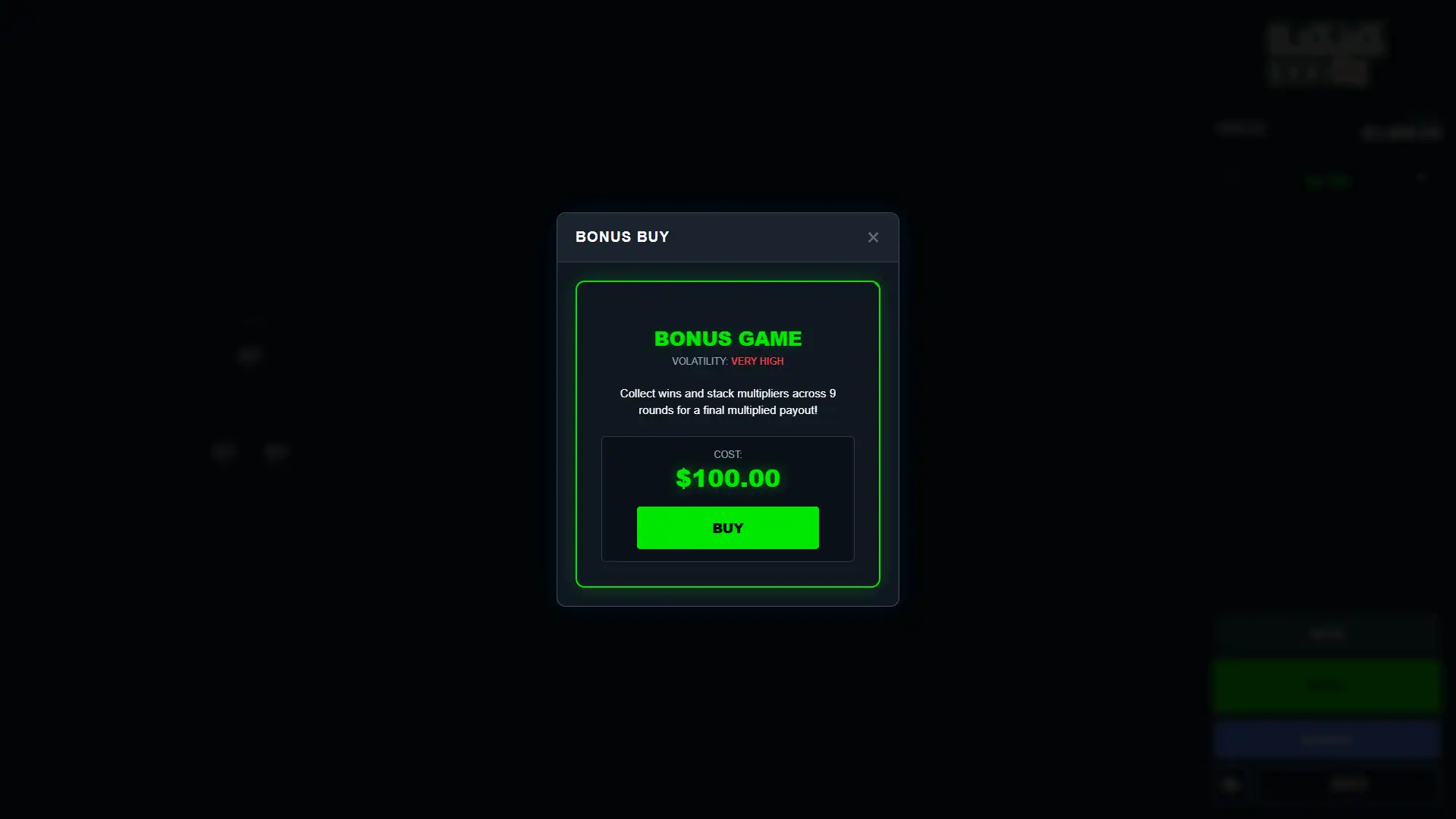 BlackJack 1000 bonus buy menu